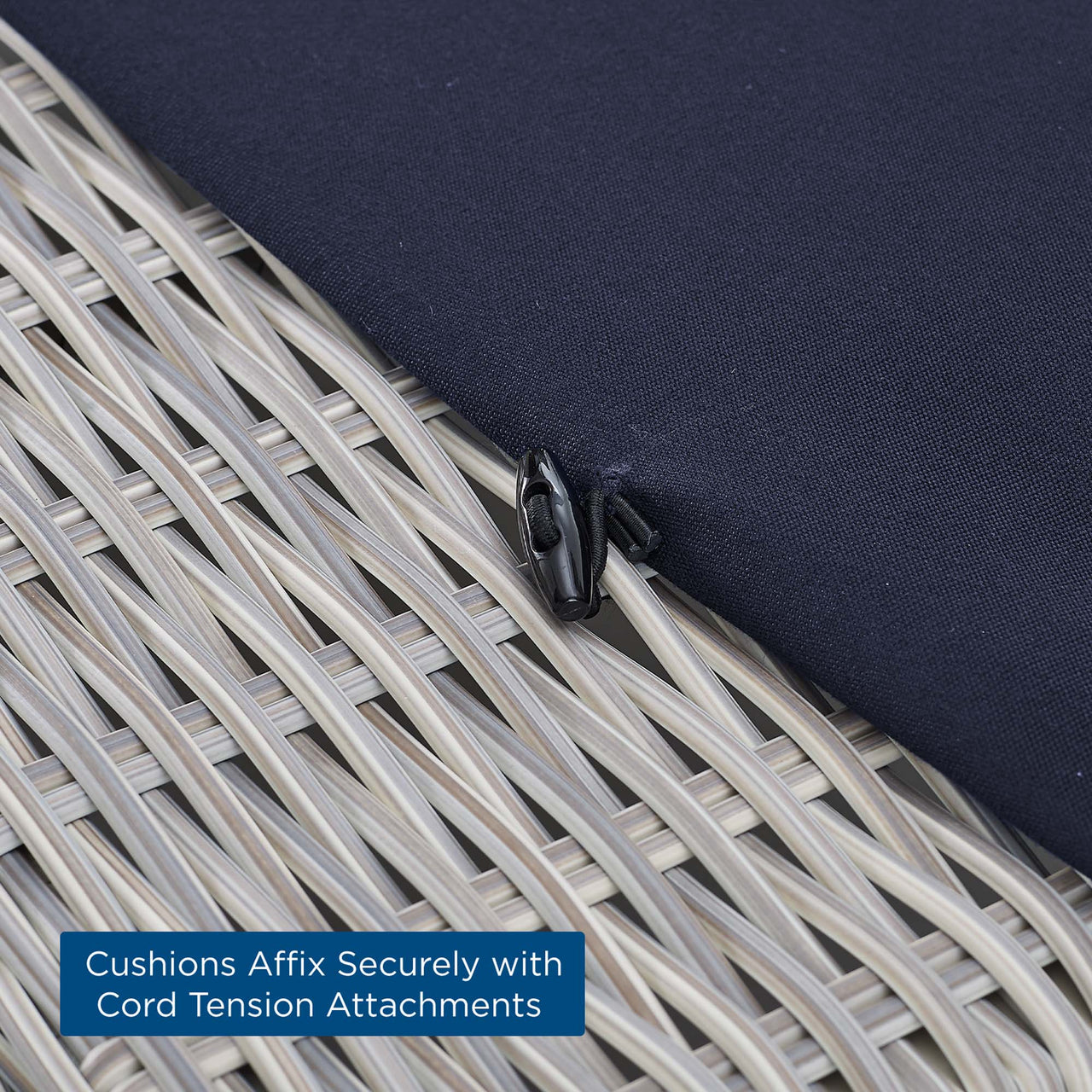 Corvara Sunbrella® Alfresco Woven Armchair, Light Gray & Navy