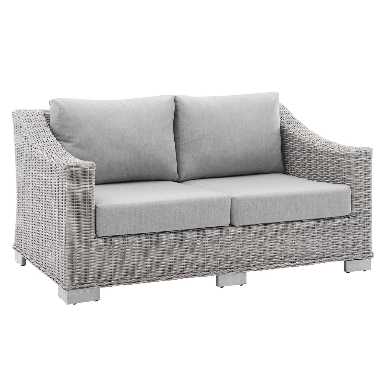 Corvara Sunbrella® Alfresco Woven Loveseat, Light Gray & Gray