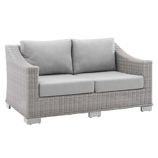 Corvara Sunbrella® Alfresco Woven Loveseat, Light Gray & Gray