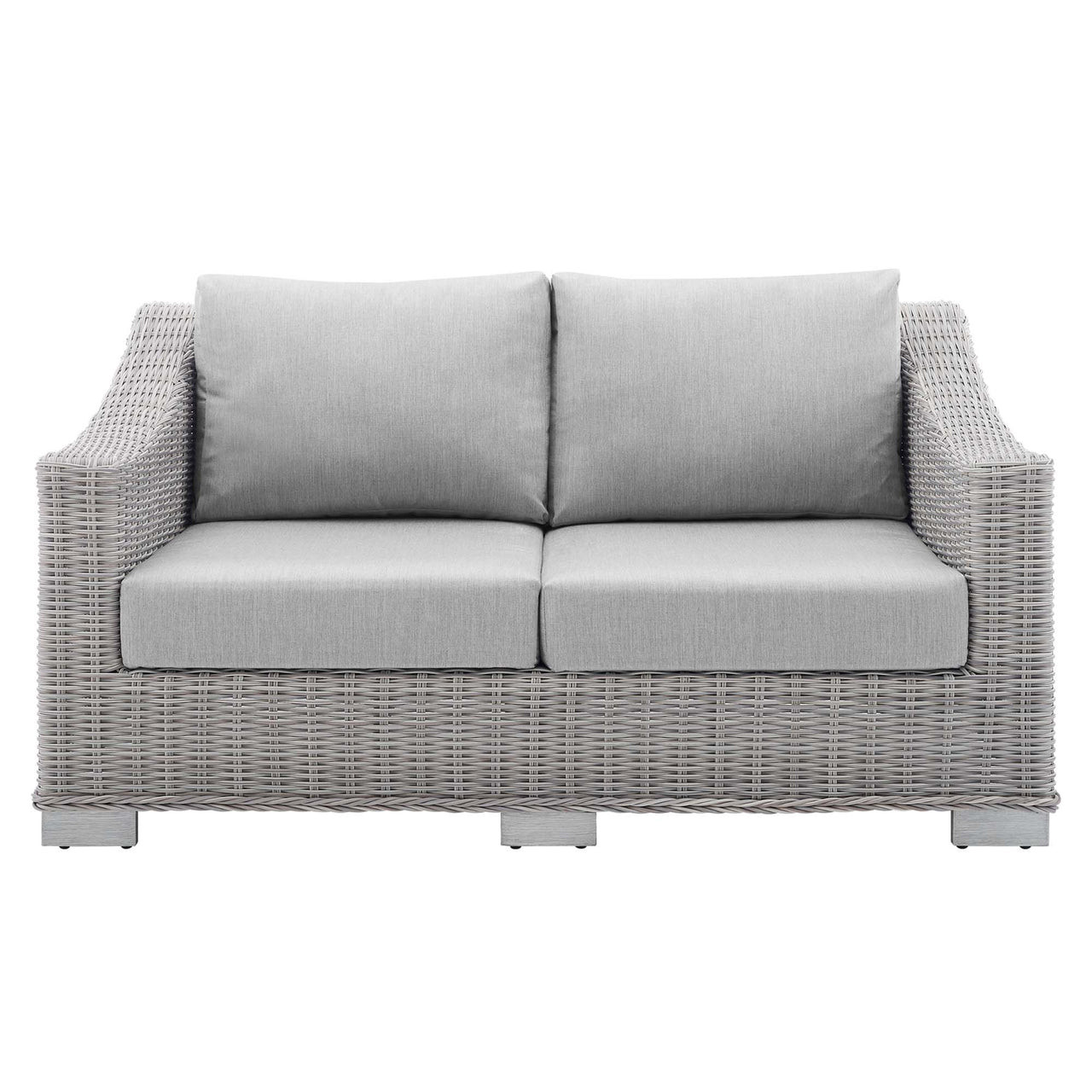 Corvara Sunbrella® Alfresco Woven Loveseat, Light Gray & Gray