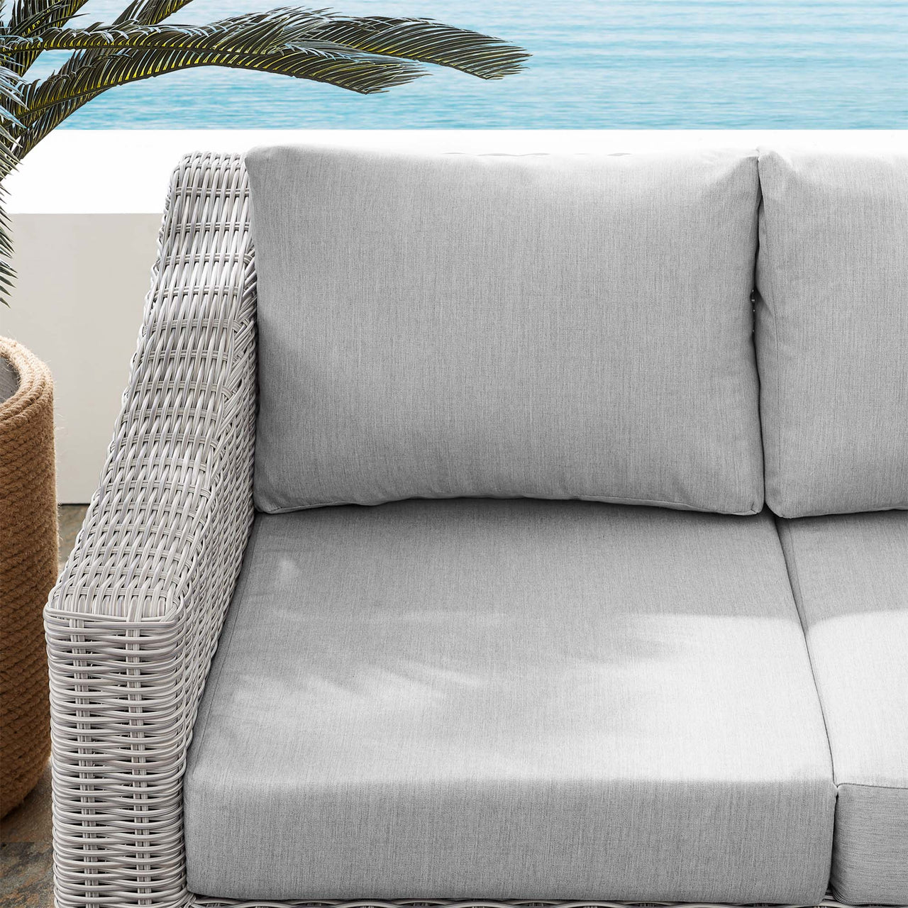 Corvara Sunbrella® Alfresco Woven Loveseat, Light Gray & Gray