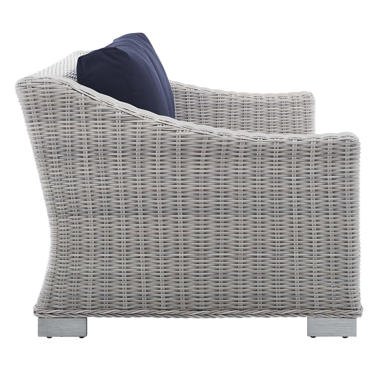 Corvara Sunbrella® Alfresco Woven Loveseat, Light Gray & Navy