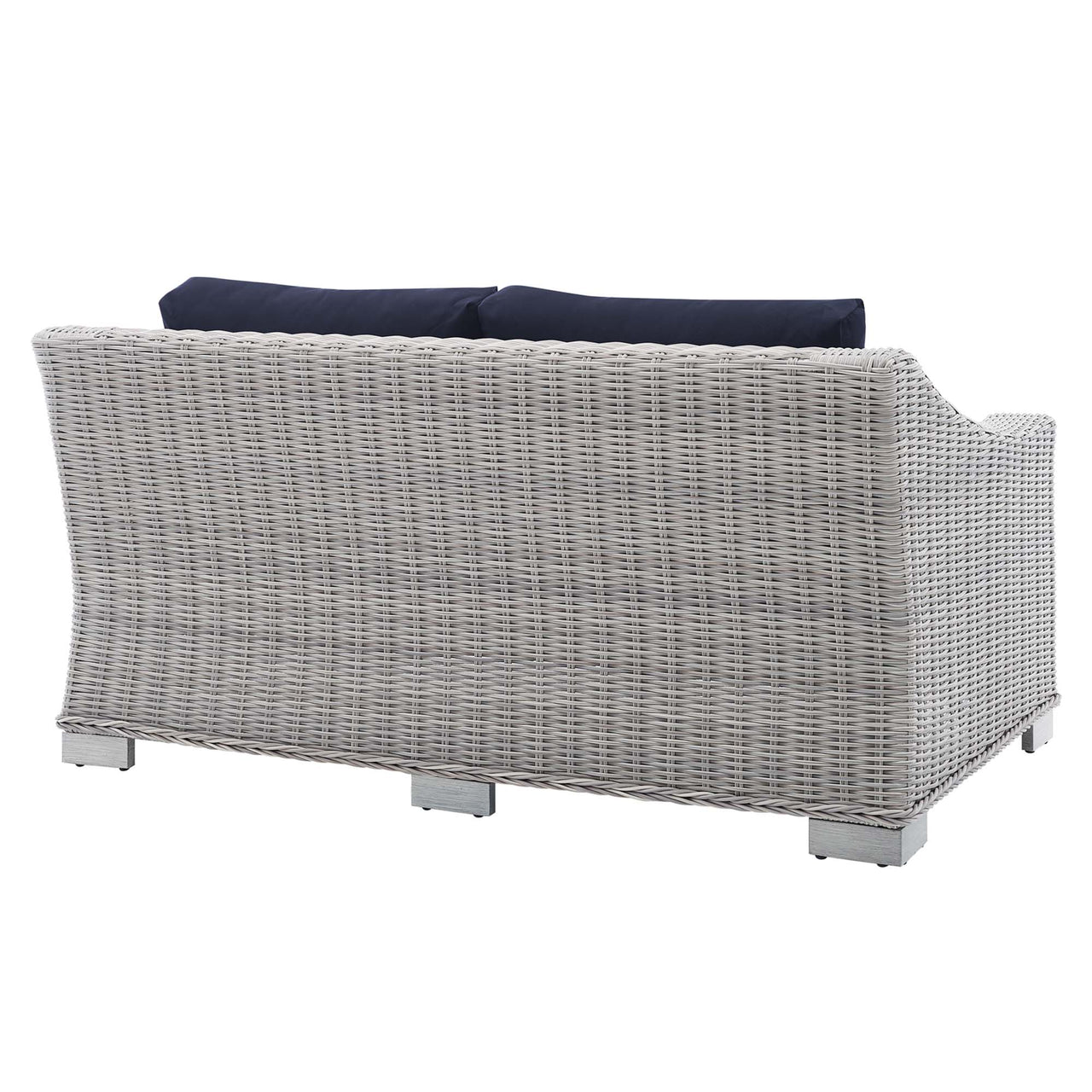 Corvara Sunbrella® Alfresco Woven Loveseat, Light Gray & Navy