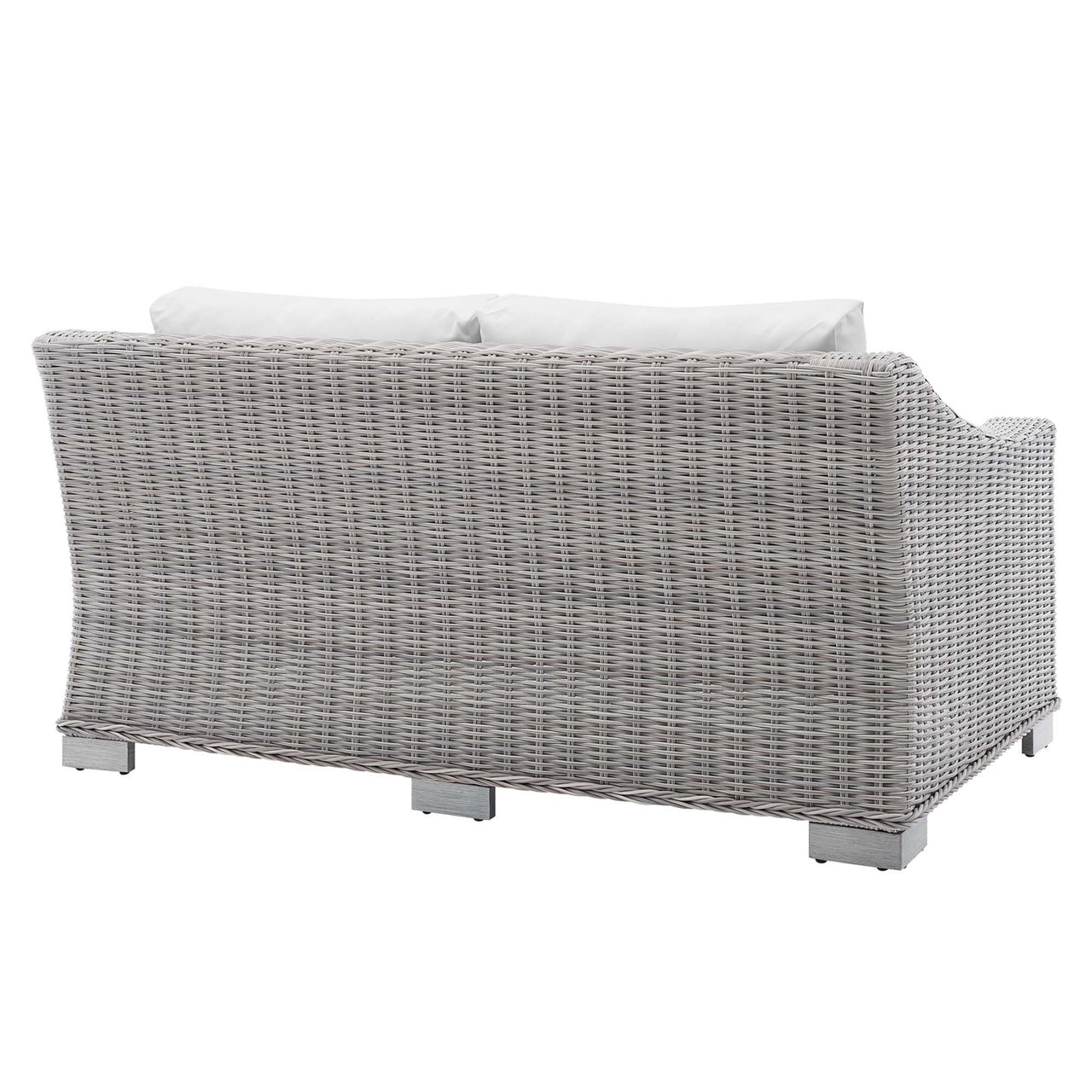 Corvara Sunbrella® Alfresco Woven Loveseat, Light Gray & White