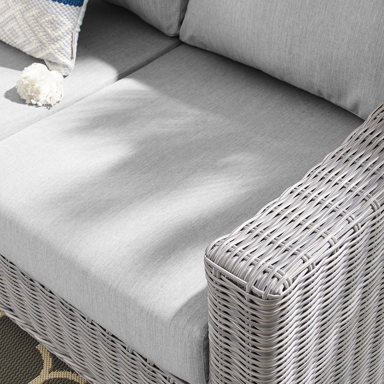 Corvara Sunbrella® Alfresco Woven Sofa, Light Gray & Gray