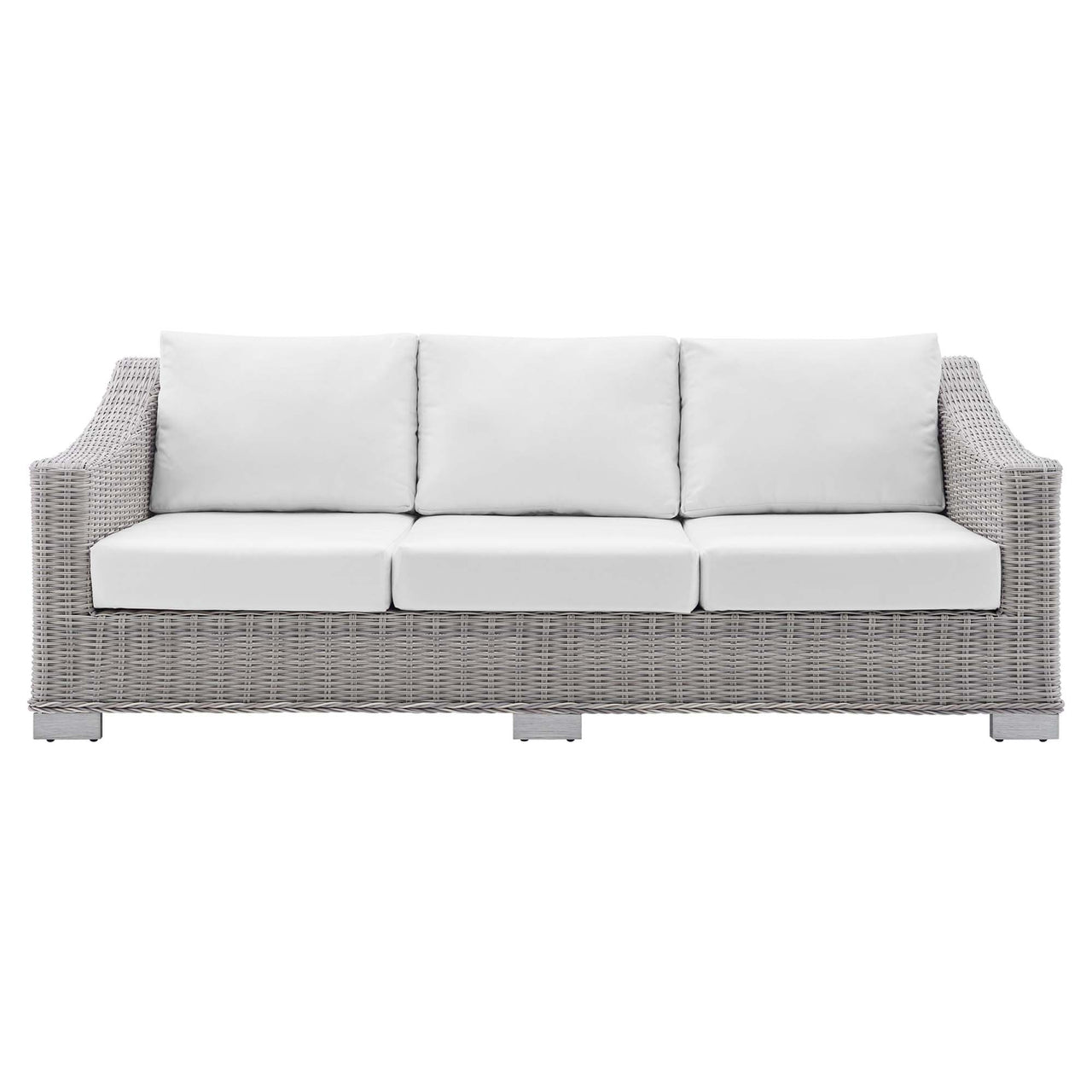 Corvara Sunbrella® Alfresco Woven Sofa, Light Gray & White