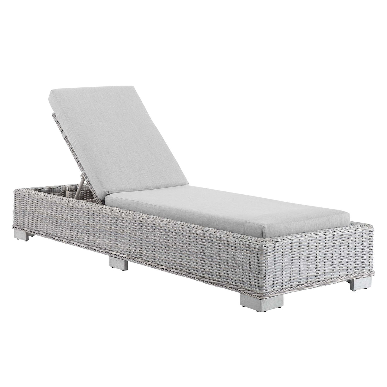 Corvara Sunbrella® Alfresco Woven Chaise Lounge, Light Gray & Gray