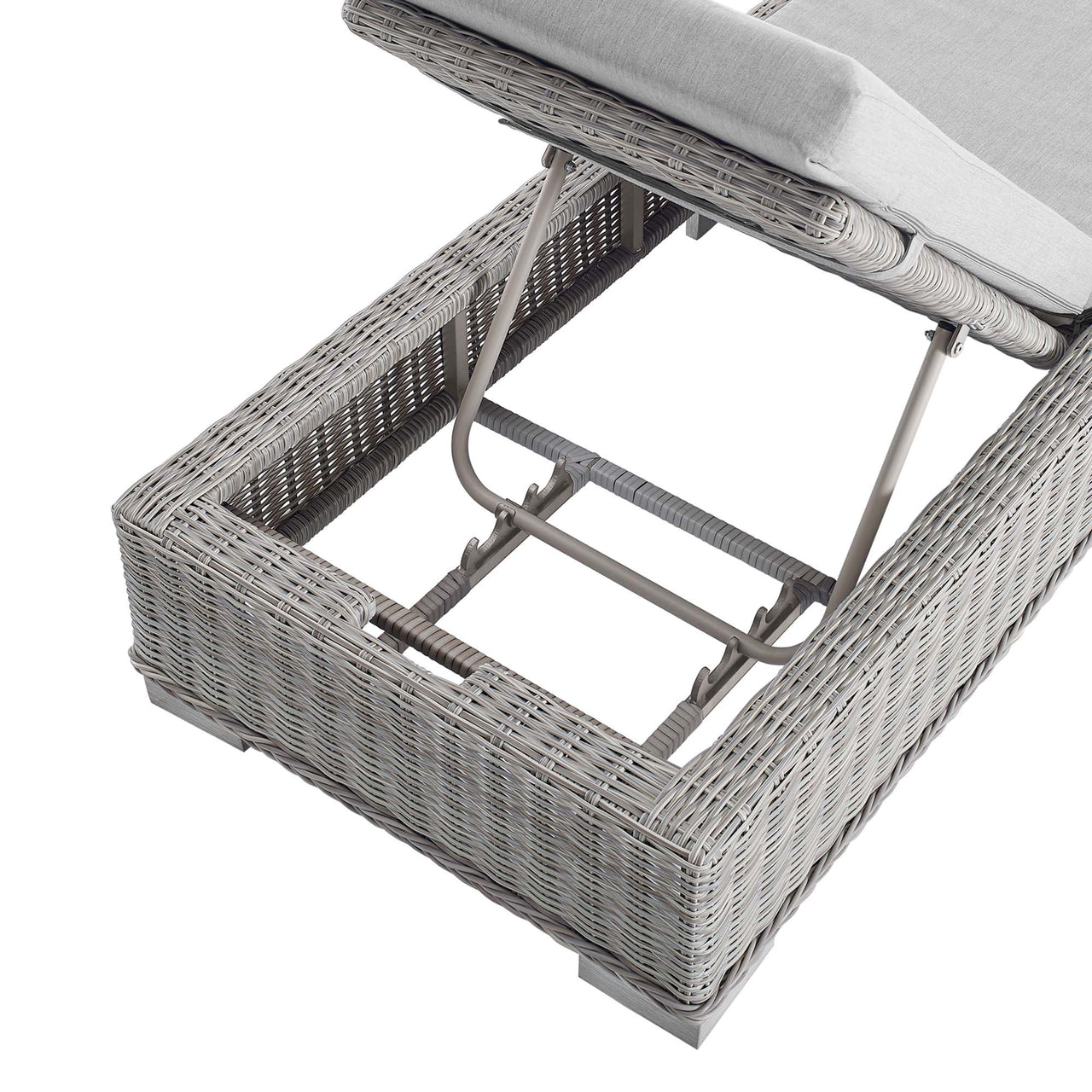 Corvara Sunbrella® Alfresco Woven Chaise Lounge, Light Gray & Gray