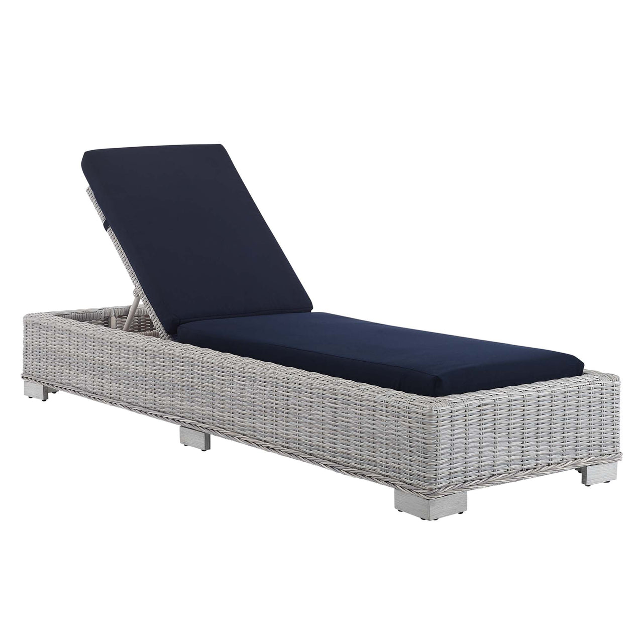 Corvara Sunbrella® Alfresco Woven Chaise Lounge, Light Gray & Navy