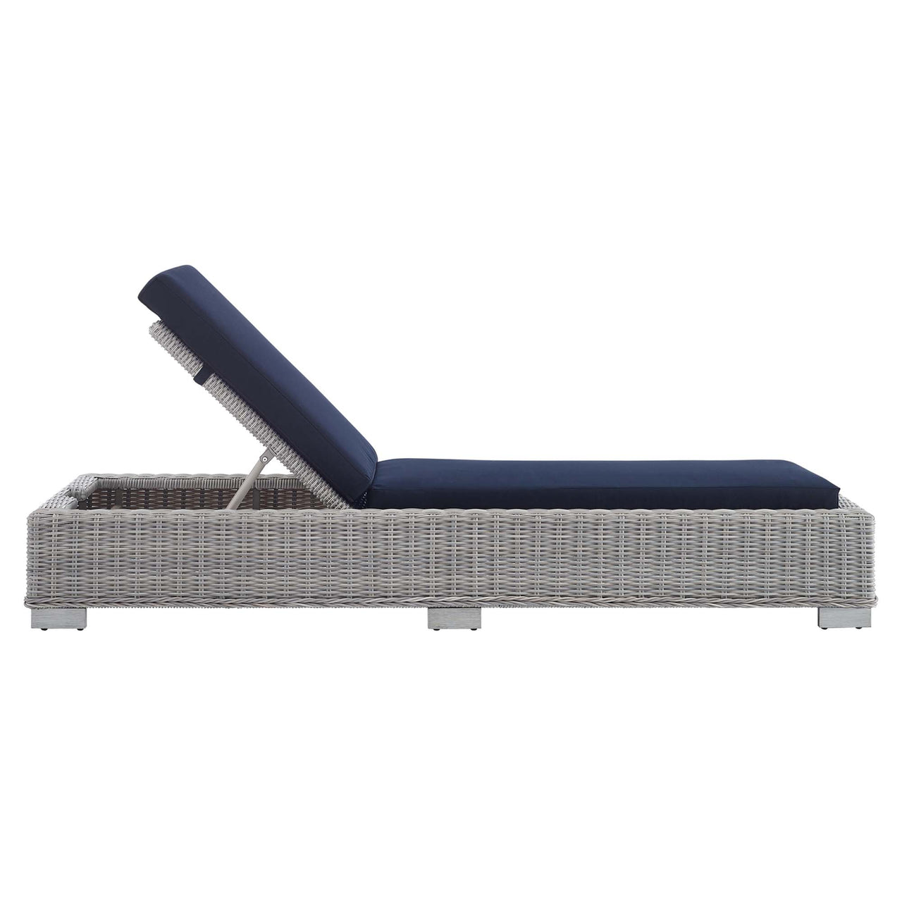 Corvara Sunbrella® Alfresco Woven Chaise Lounge, Light Gray & Navy