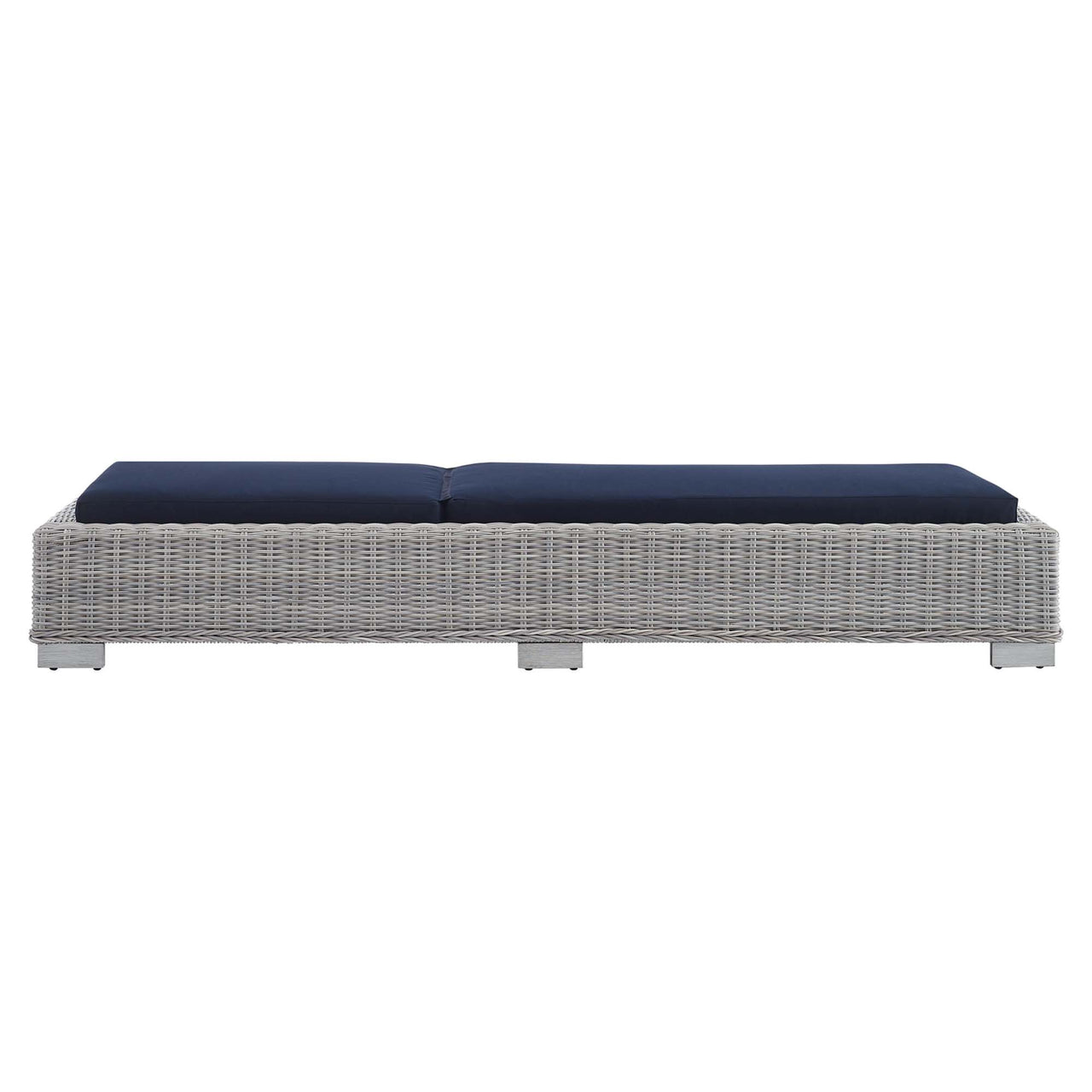 Corvara Sunbrella® Alfresco Woven Chaise Lounge, Light Gray & Navy