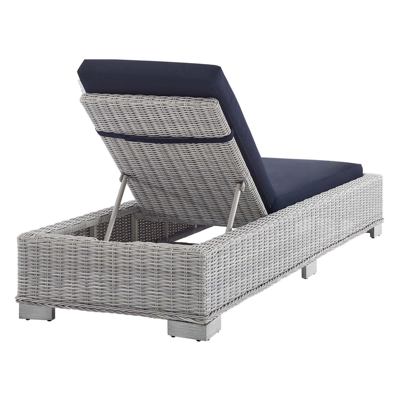 Corvara Sunbrella® Alfresco Woven Chaise Lounge, Light Gray & Navy