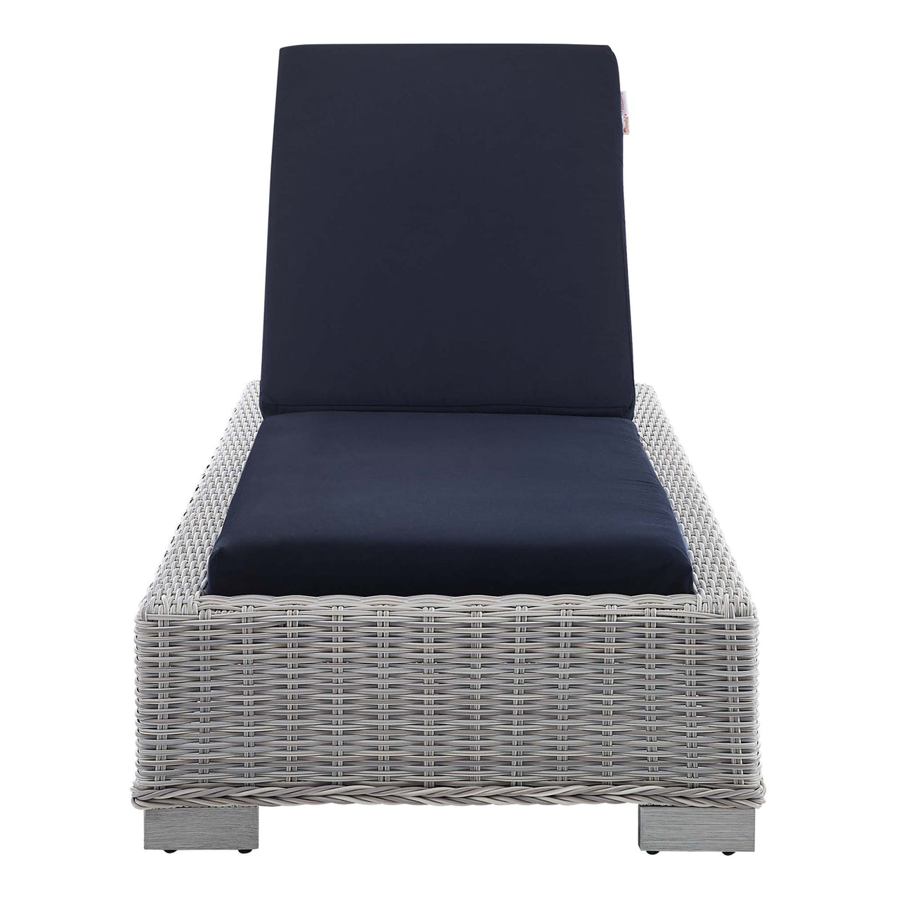 Corvara Sunbrella® Alfresco Woven Chaise Lounge, Light Gray & Navy