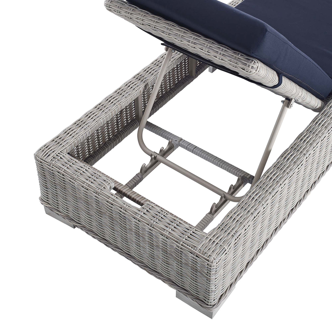Corvara Sunbrella® Alfresco Woven Chaise Lounge, Light Gray & Navy