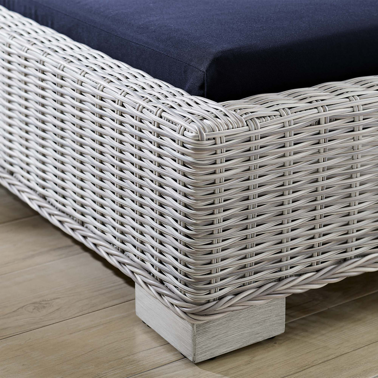 Corvara Sunbrella® Alfresco Woven Chaise Lounge, Light Gray & Navy