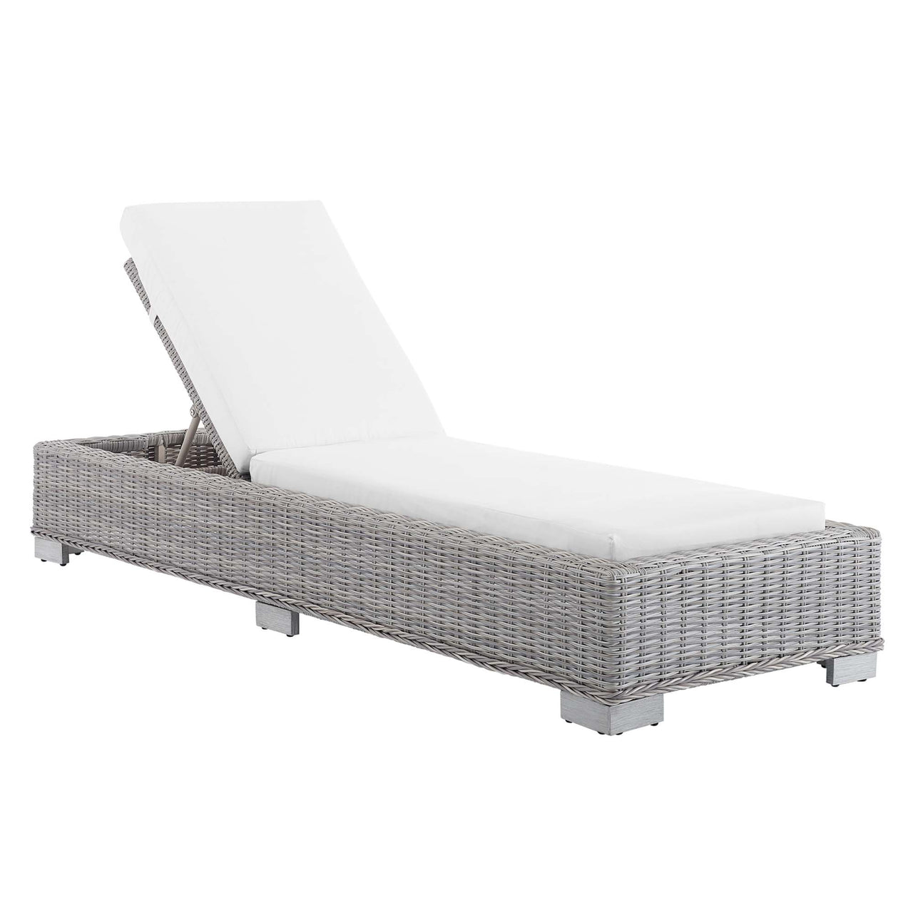 Corvara Sunbrella® Alfresco Woven Chaise Lounge, Light Gray & White