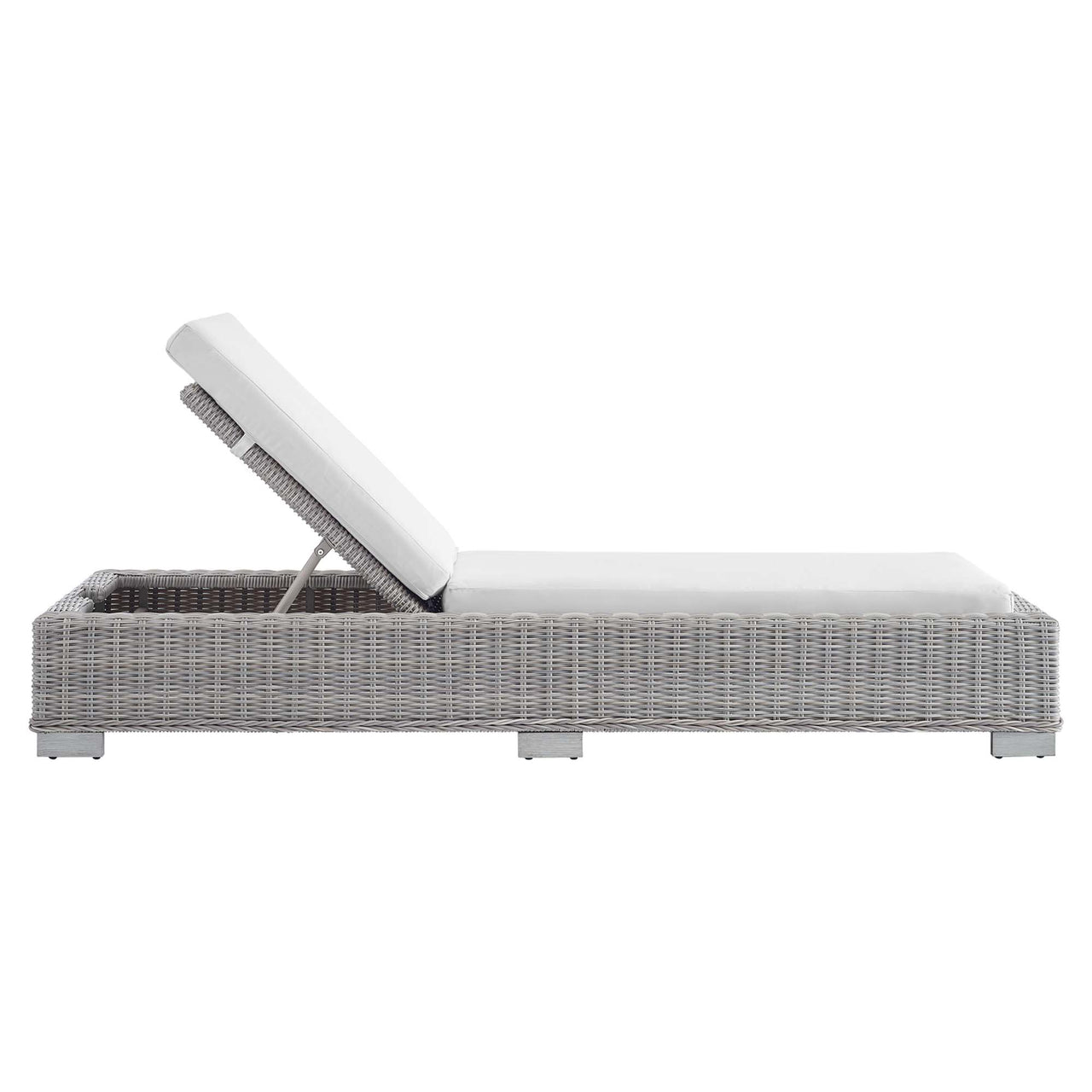 Corvara Sunbrella® Alfresco Woven Chaise Lounge, Light Gray & White