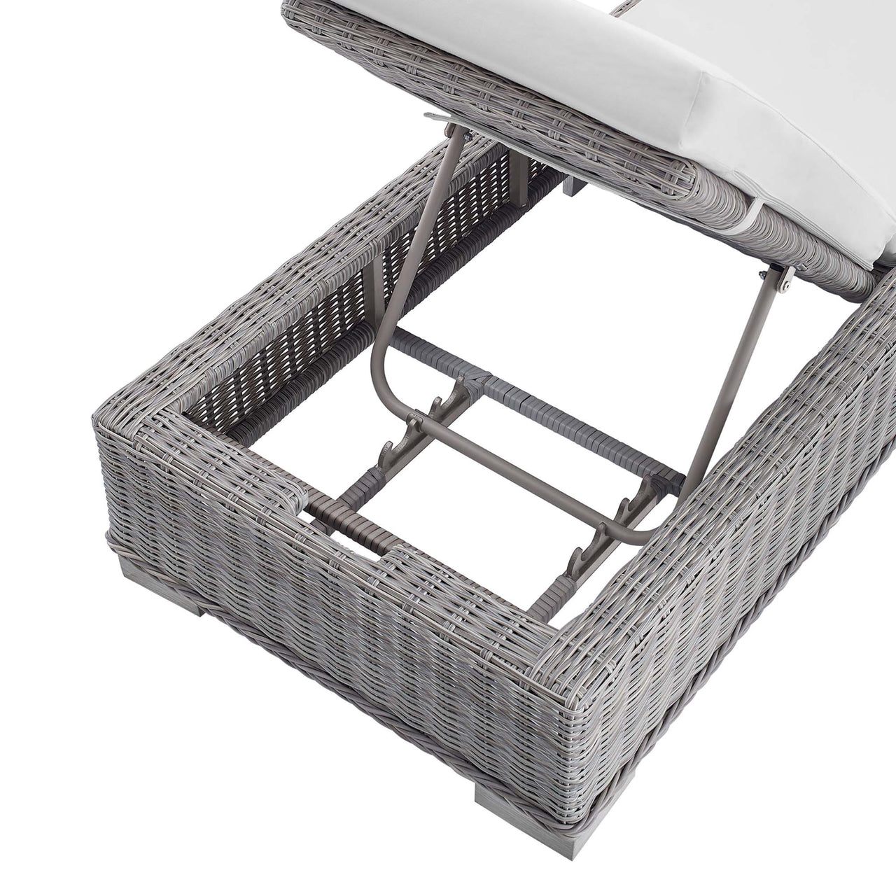 Corvara Sunbrella® Alfresco Woven Chaise Lounge, Light Gray & White