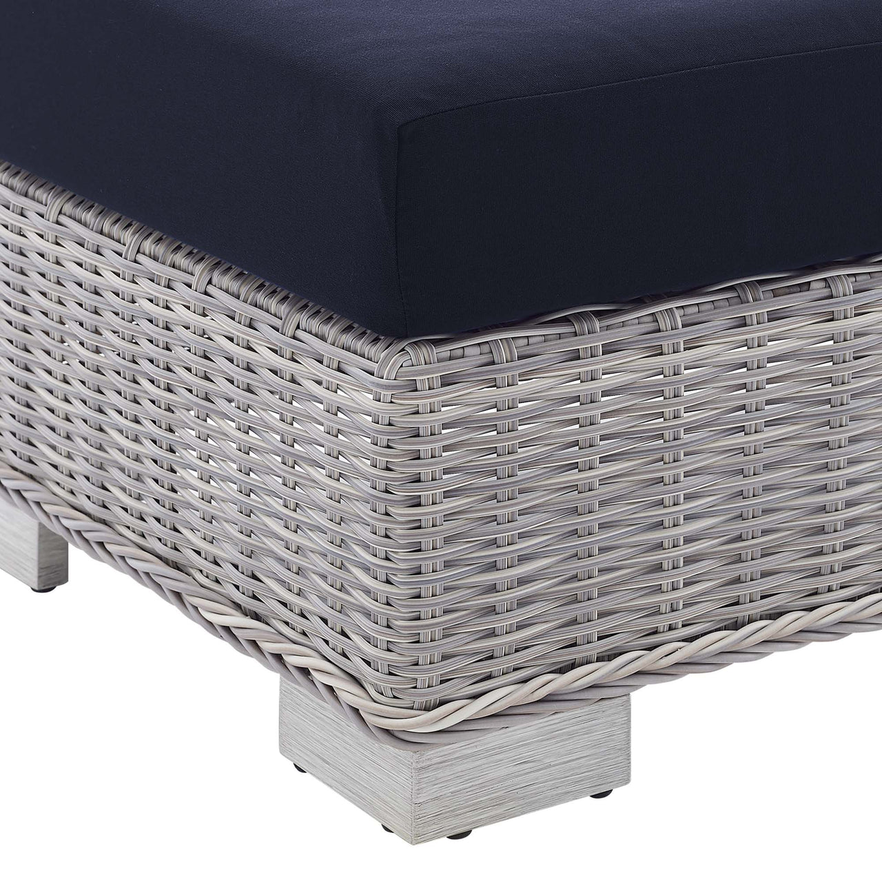 Corvara Sunbrella® Alfresco Woven Armless Chair | Outdoor Modular Sectional Component, Light Gray & Navy