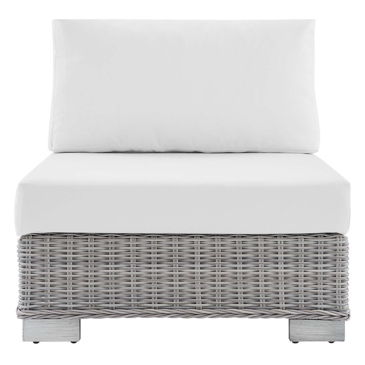 Corvara Sunbrella® Alfresco Woven Armless Chair | Outdoor Modular Sectional Component, Light Gray & White