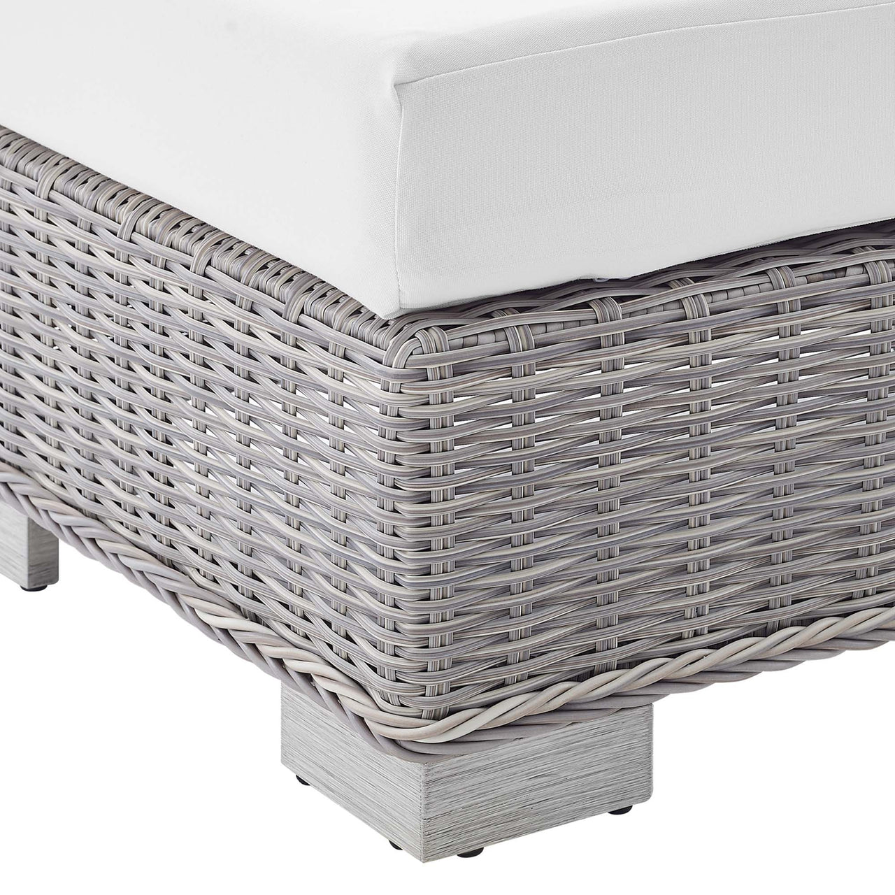 Corvara Sunbrella® Alfresco Woven Armless Chair | Outdoor Modular Sectional Component, Light Gray & White