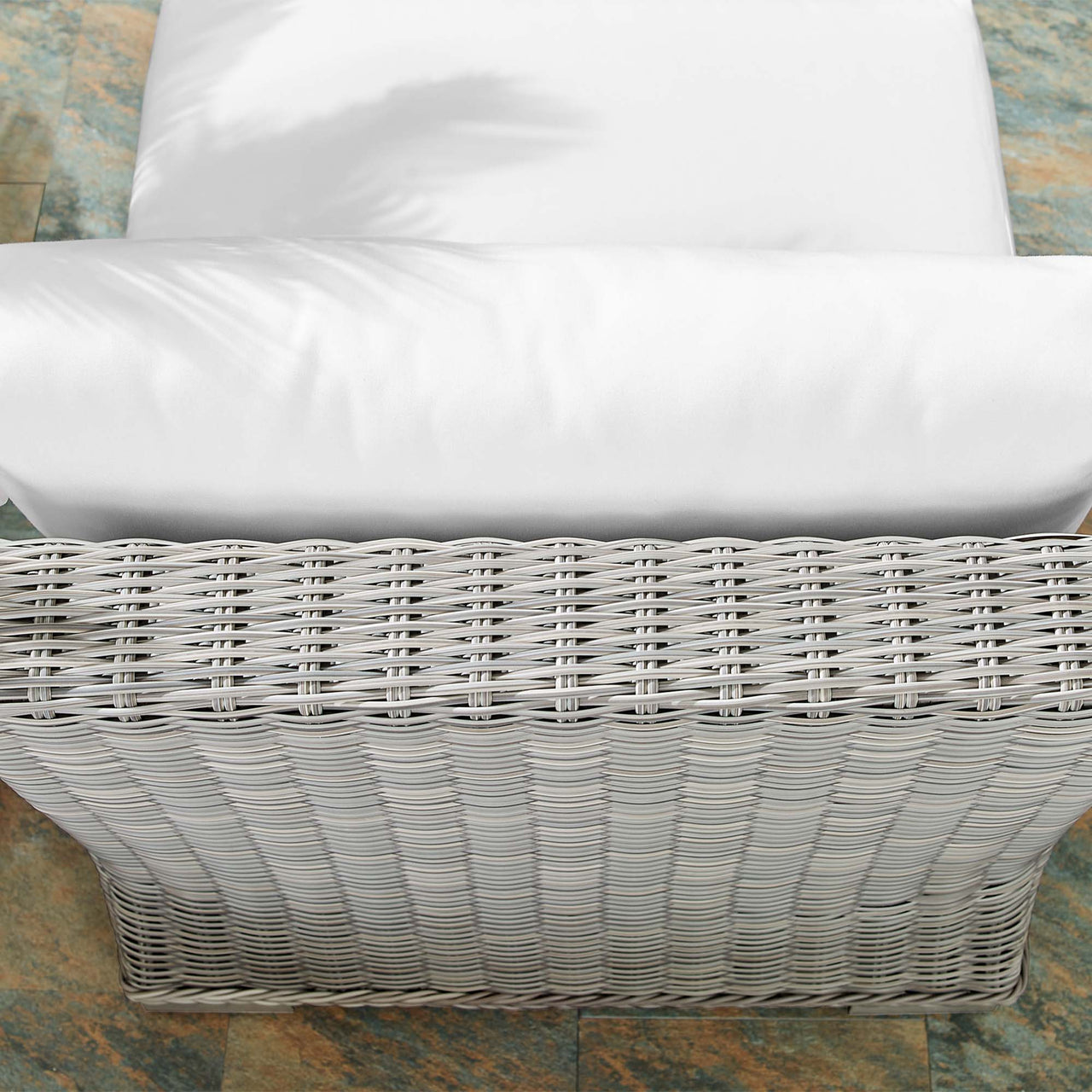 Corvara Sunbrella® Alfresco Woven Armless Chair | Outdoor Modular Sectional Component, Light Gray & White