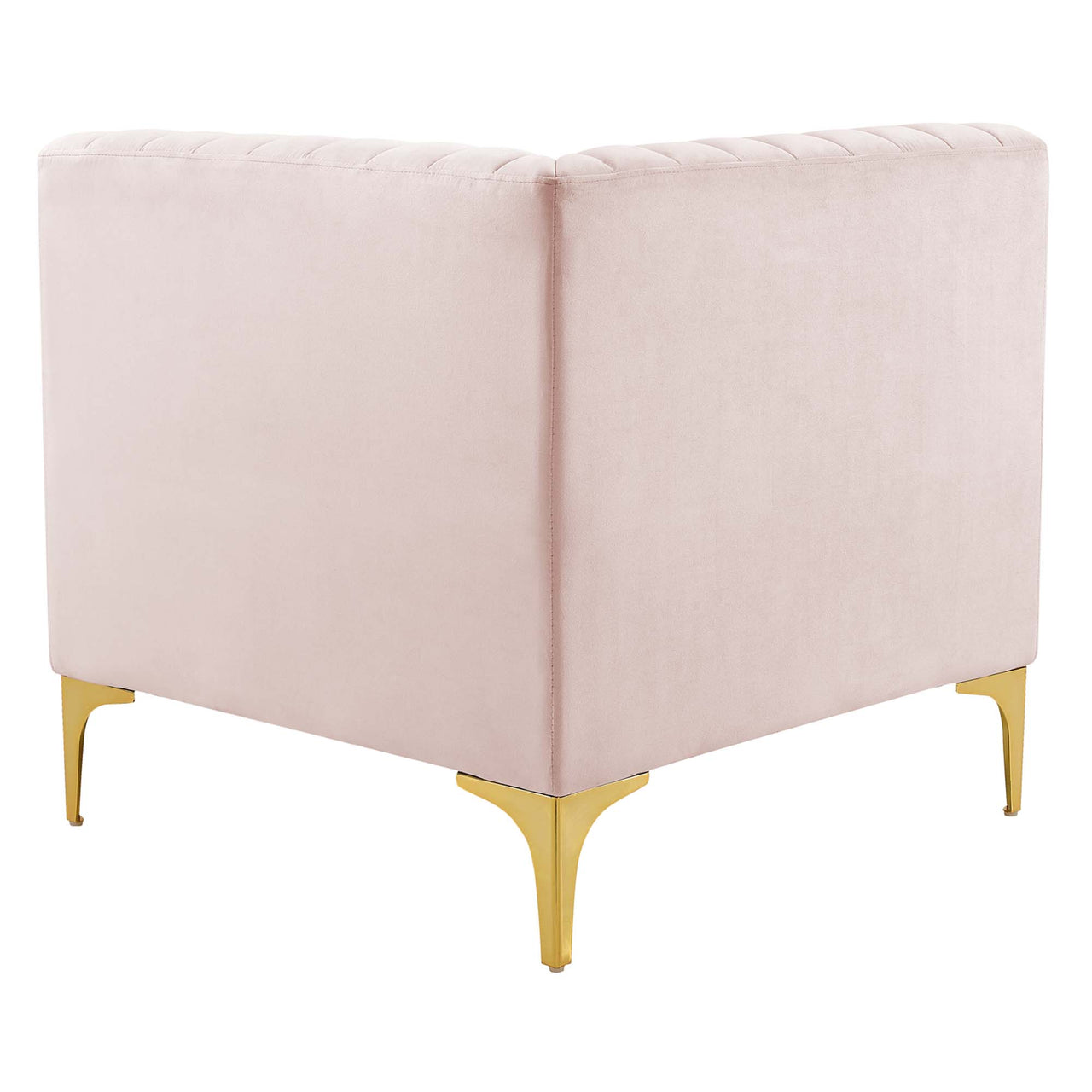 Valmere Upholstered Velvet Corner Chair | Modular Sectional Component, Pink