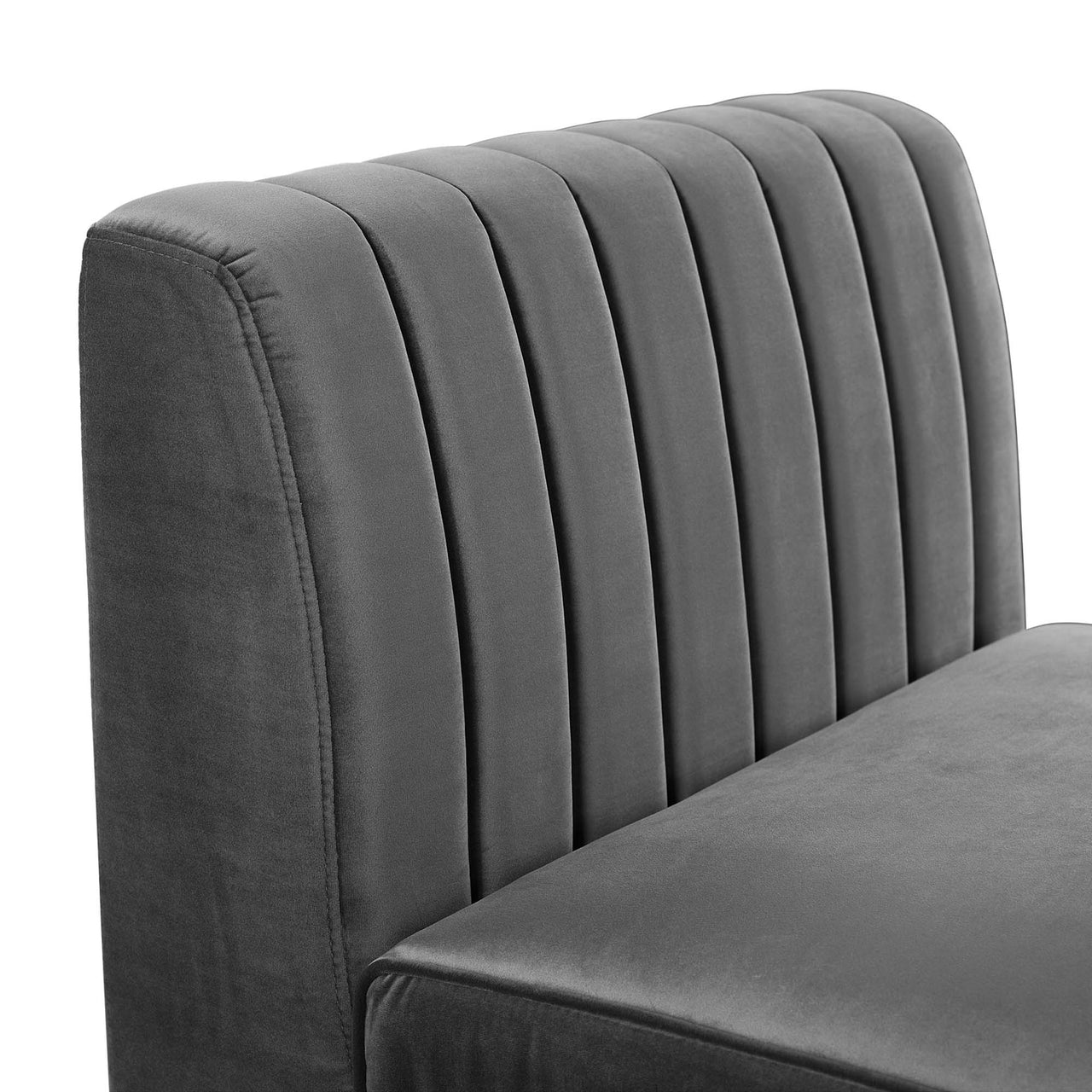 Valmere Upholstered Velvet Armless Chair | Modular Sectional Component, Gray