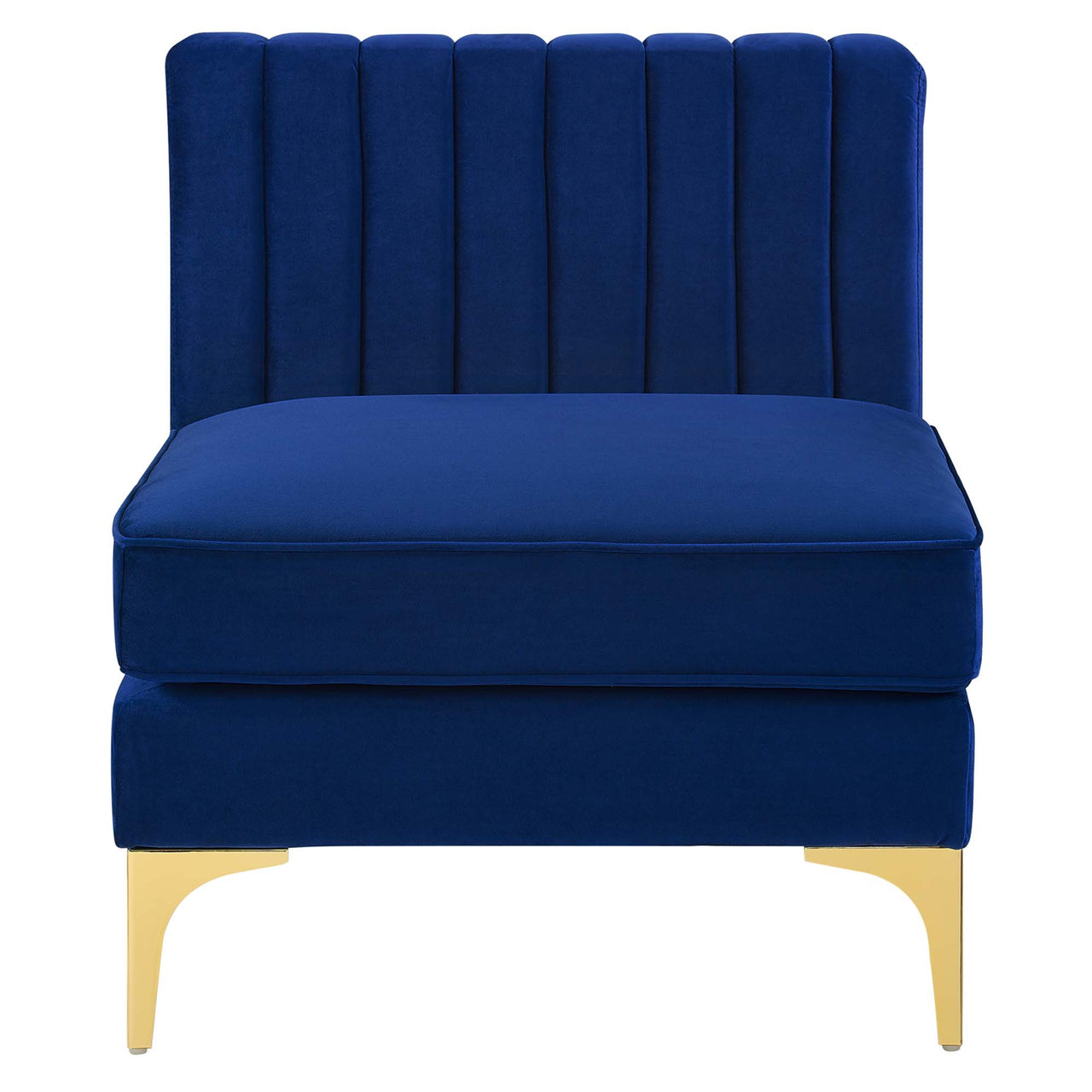 Valmere Upholstered Velvet Armless Chair | Modular Sectional Component, Navy