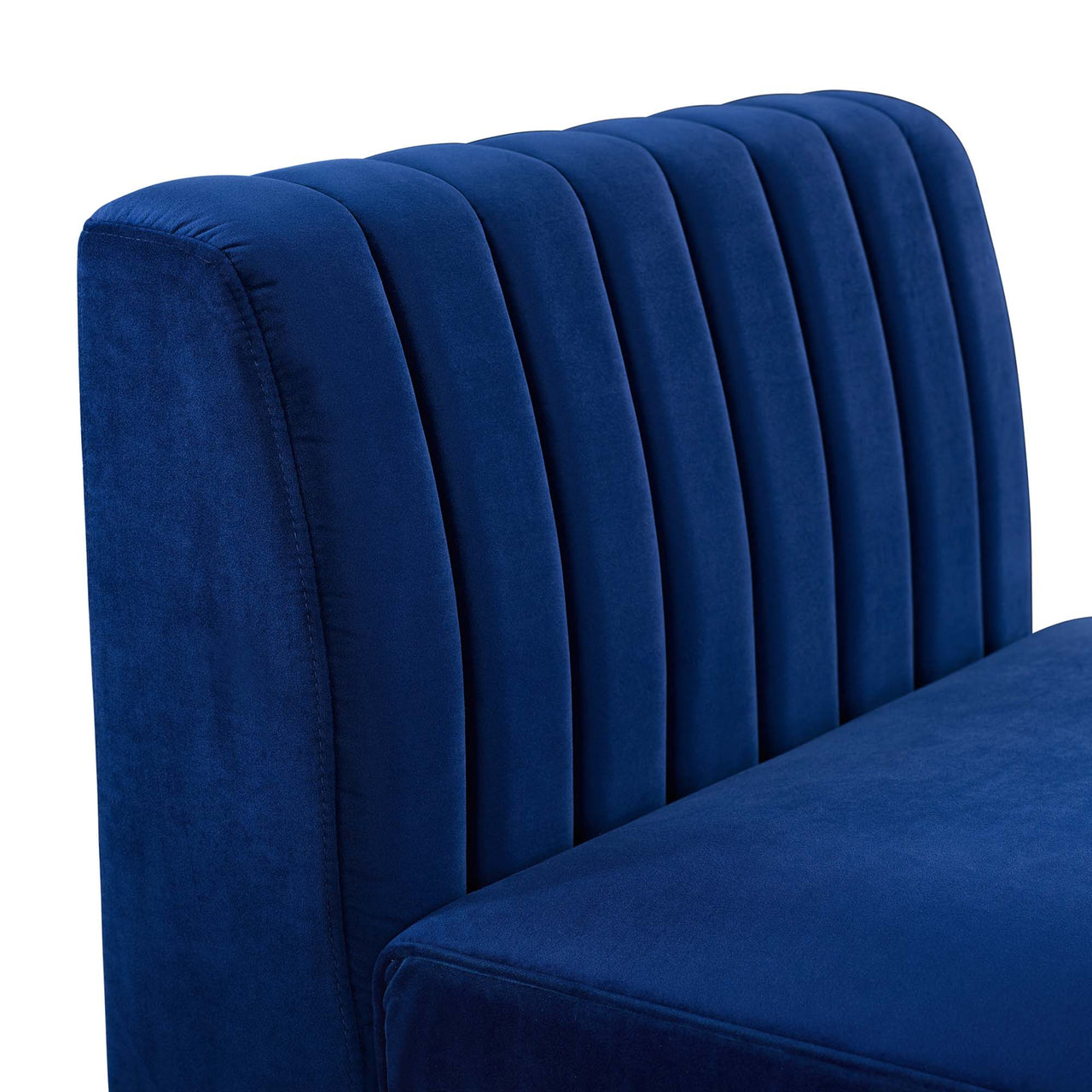 Valmere Upholstered Velvet Armless Chair | Modular Sectional Component, Navy