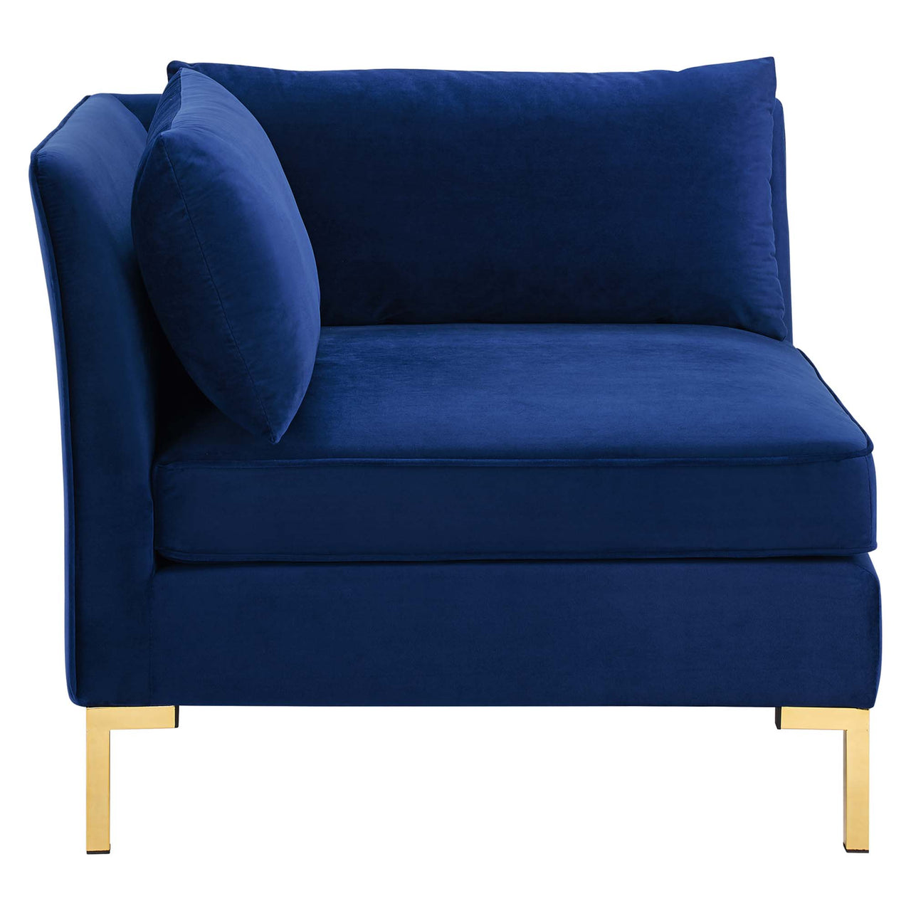 Leora Velvet Corner Chair | Modular Sectional Component, Navy