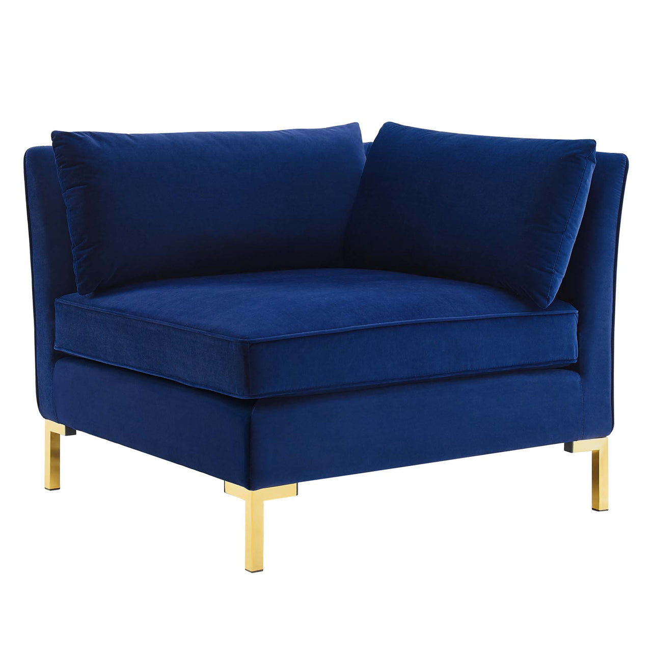 Leora Velvet Corner Chair | Modular Sectional Component, Navy