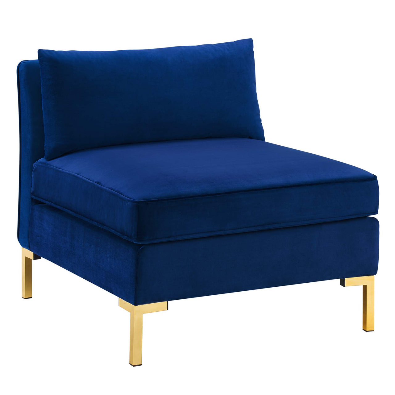 Leora Velvet Armless Chair | Modular Sectional Component, Navy