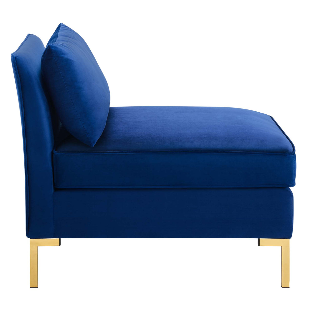 Leora Velvet Armless Chair | Modular Sectional Component, Navy