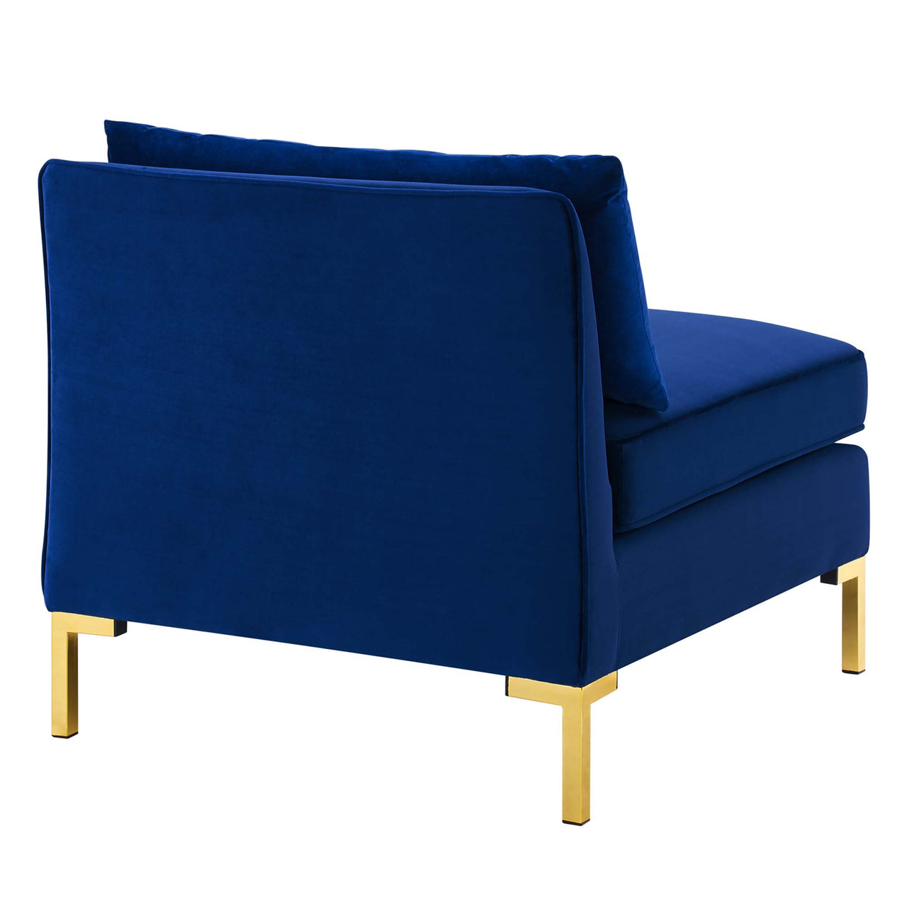 Leora Velvet Armless Chair | Modular Sectional Component, Navy