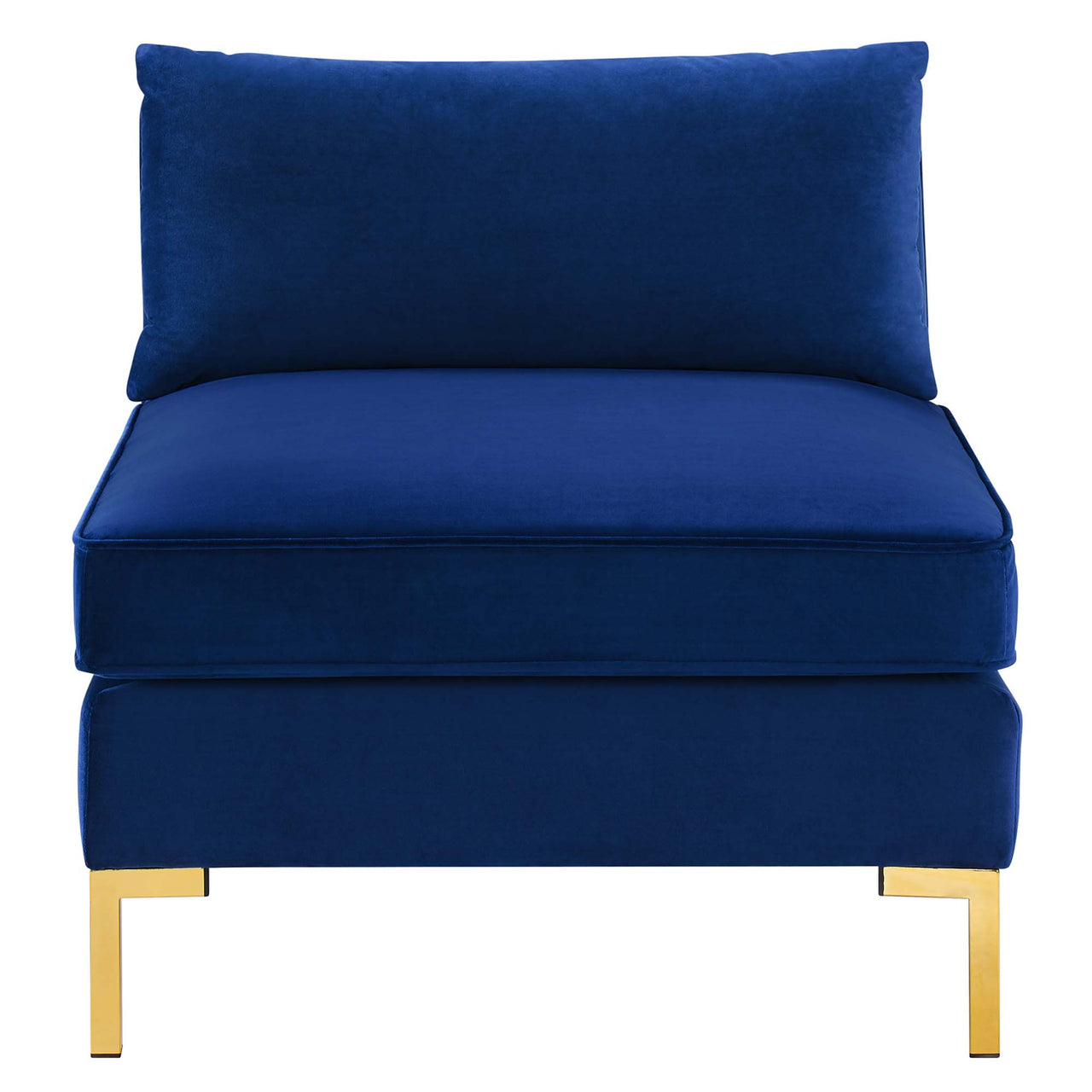 Leora Velvet Armless Chair | Modular Sectional Component, Navy
