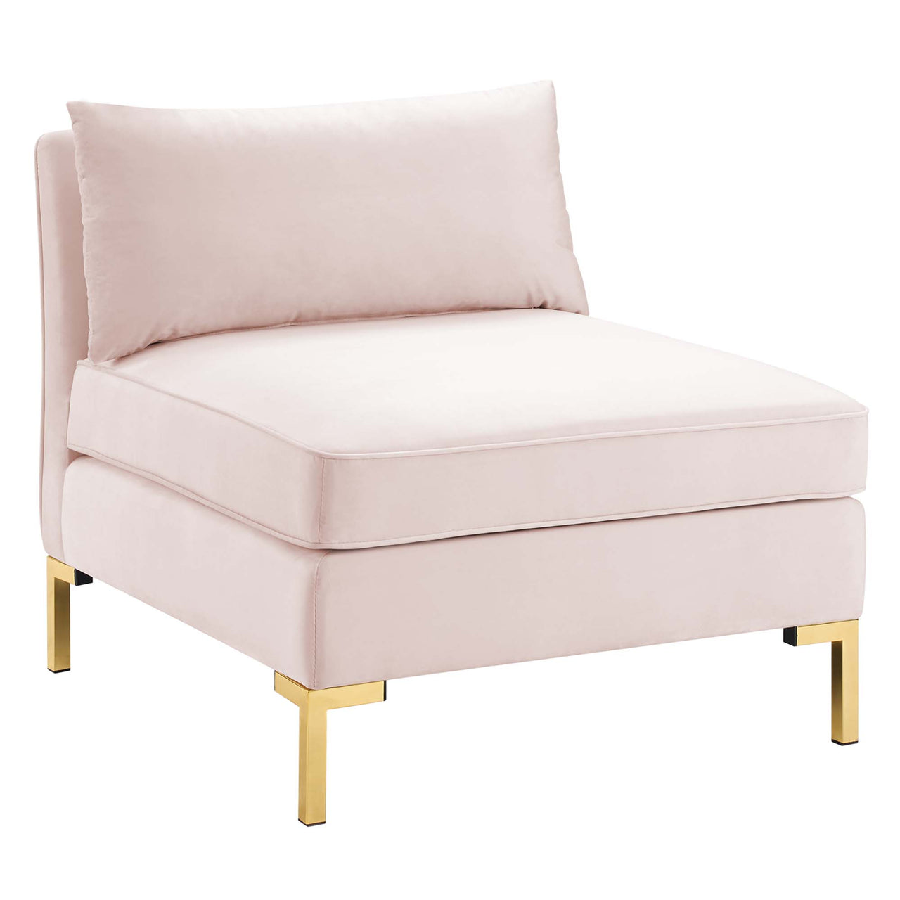 Leora Velvet Armless Chair | Modular Sectional Component, Pink