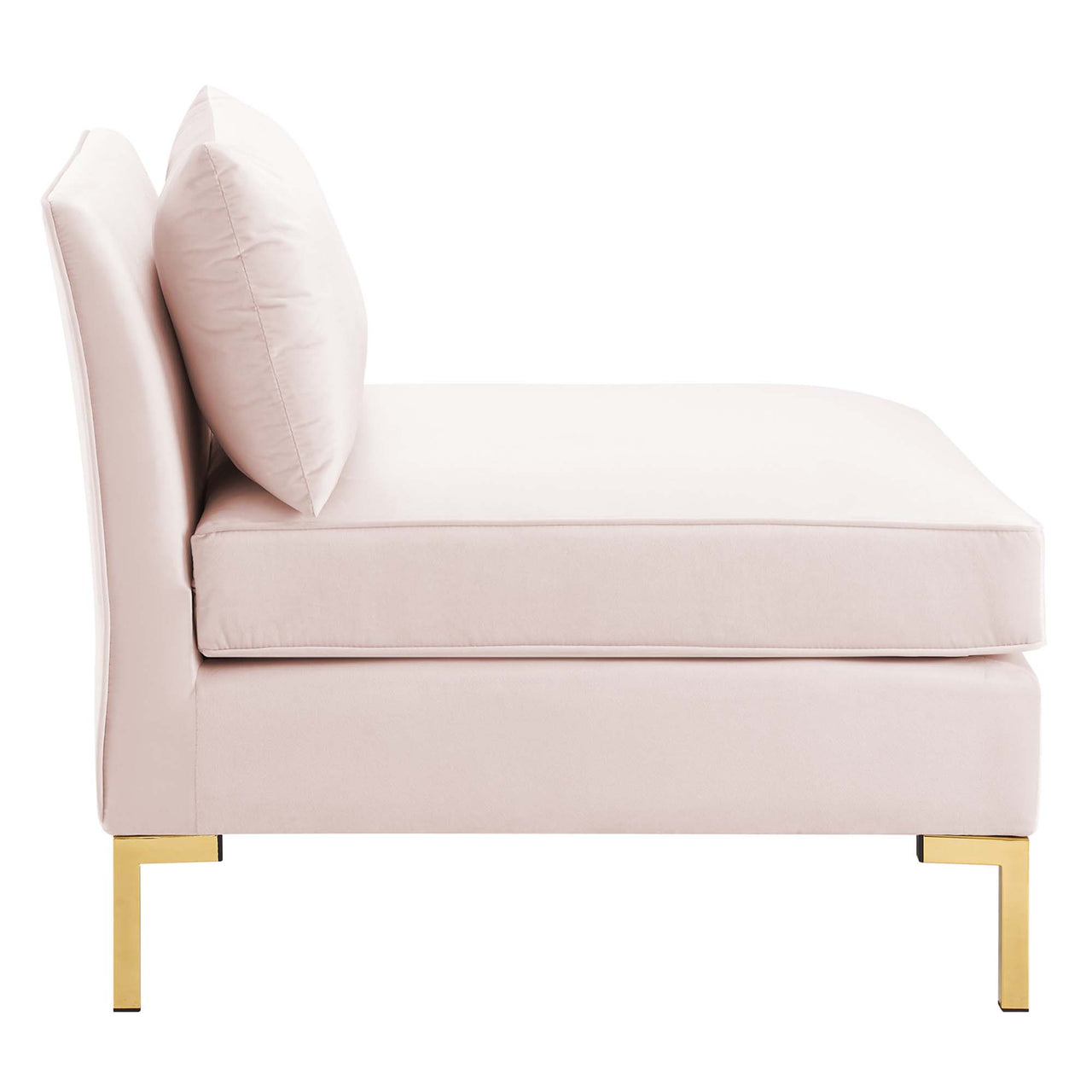 Leora Velvet Armless Chair | Modular Sectional Component, Pink