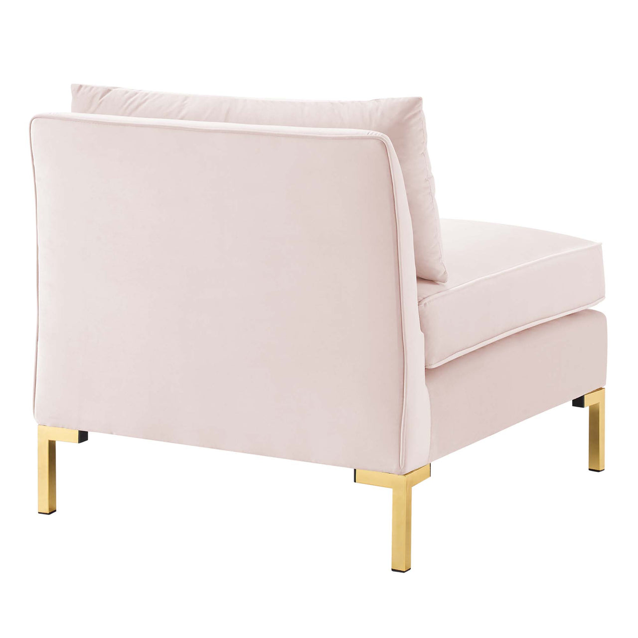 Leora Velvet Armless Chair | Modular Sectional Component, Pink