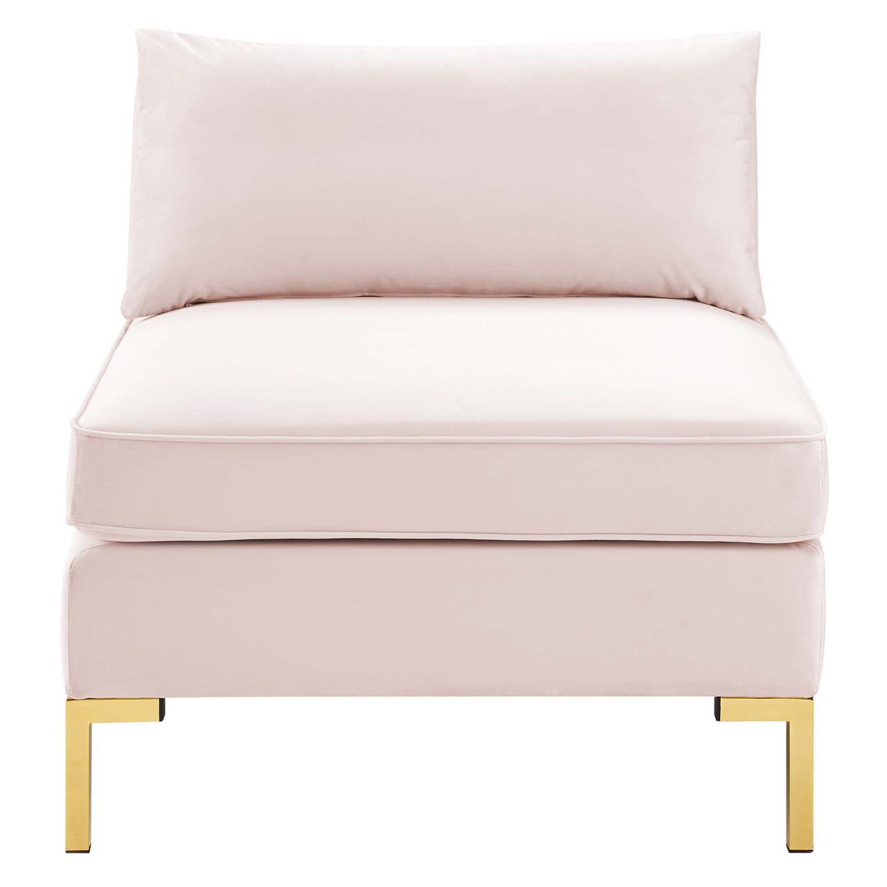 Leora Velvet Armless Chair | Modular Sectional Component, Pink