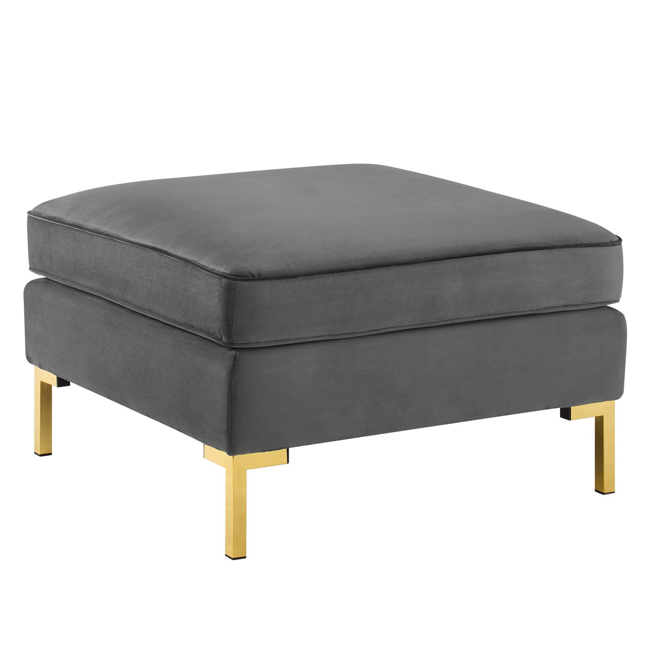 Leora Velvet Ottoman | Modular Sectional Component, Gray