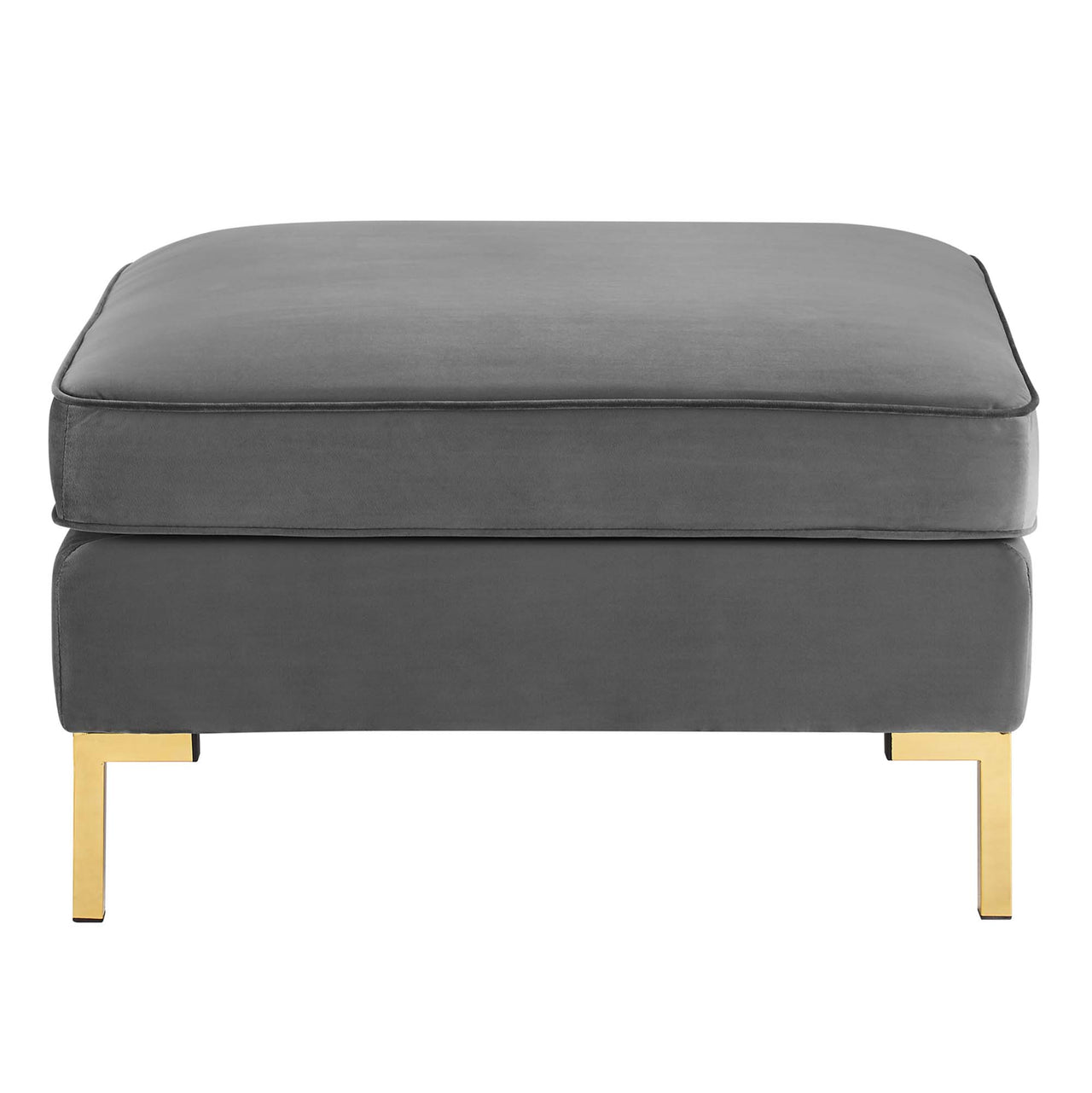 Leora Velvet Ottoman | Modular Sectional Component, Gray