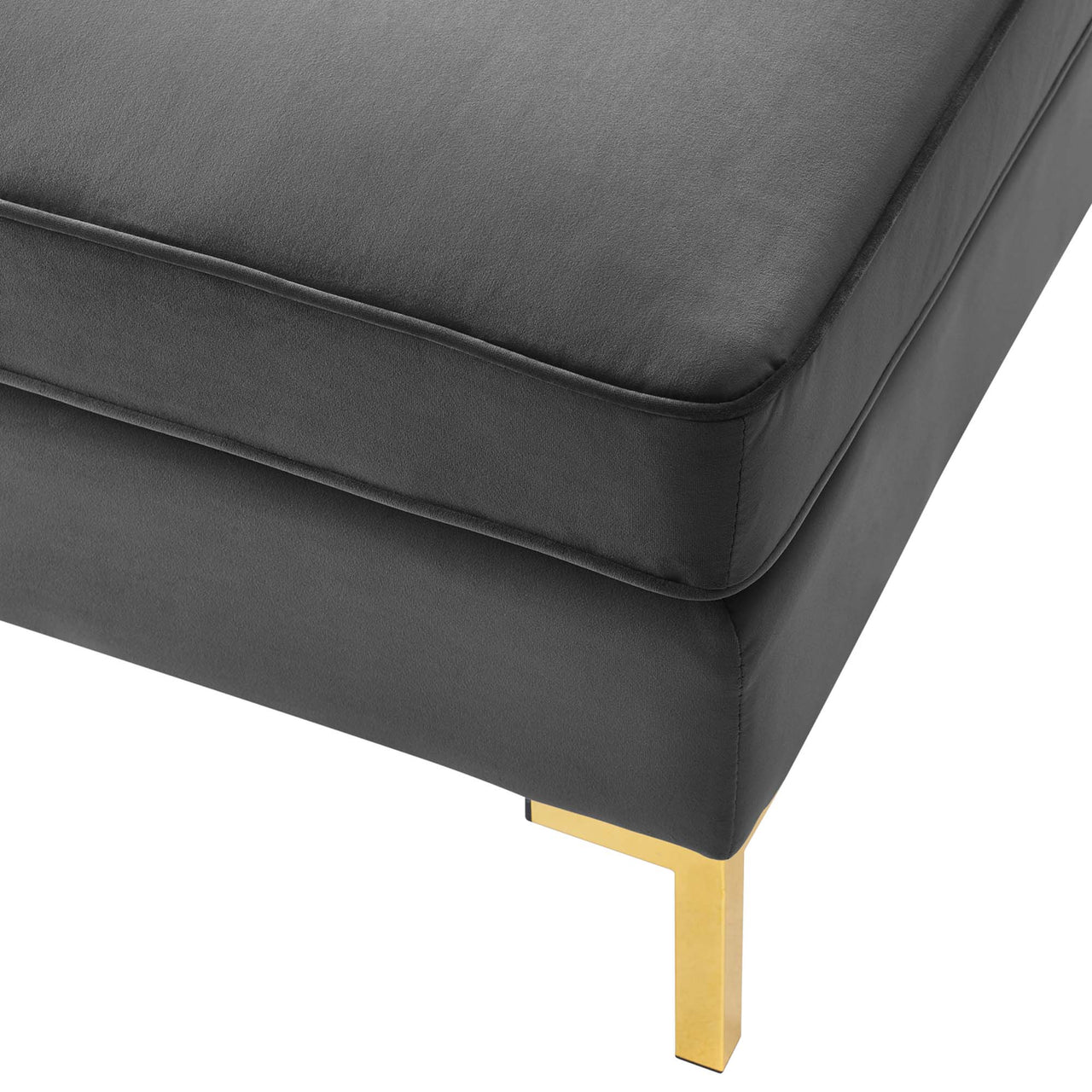 Leora Velvet Ottoman | Modular Sectional Component, Gray