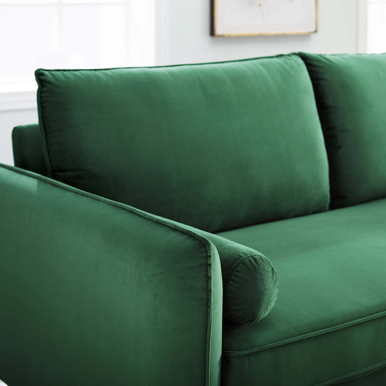 Marindi Plush Velvet Sofa, Emerald