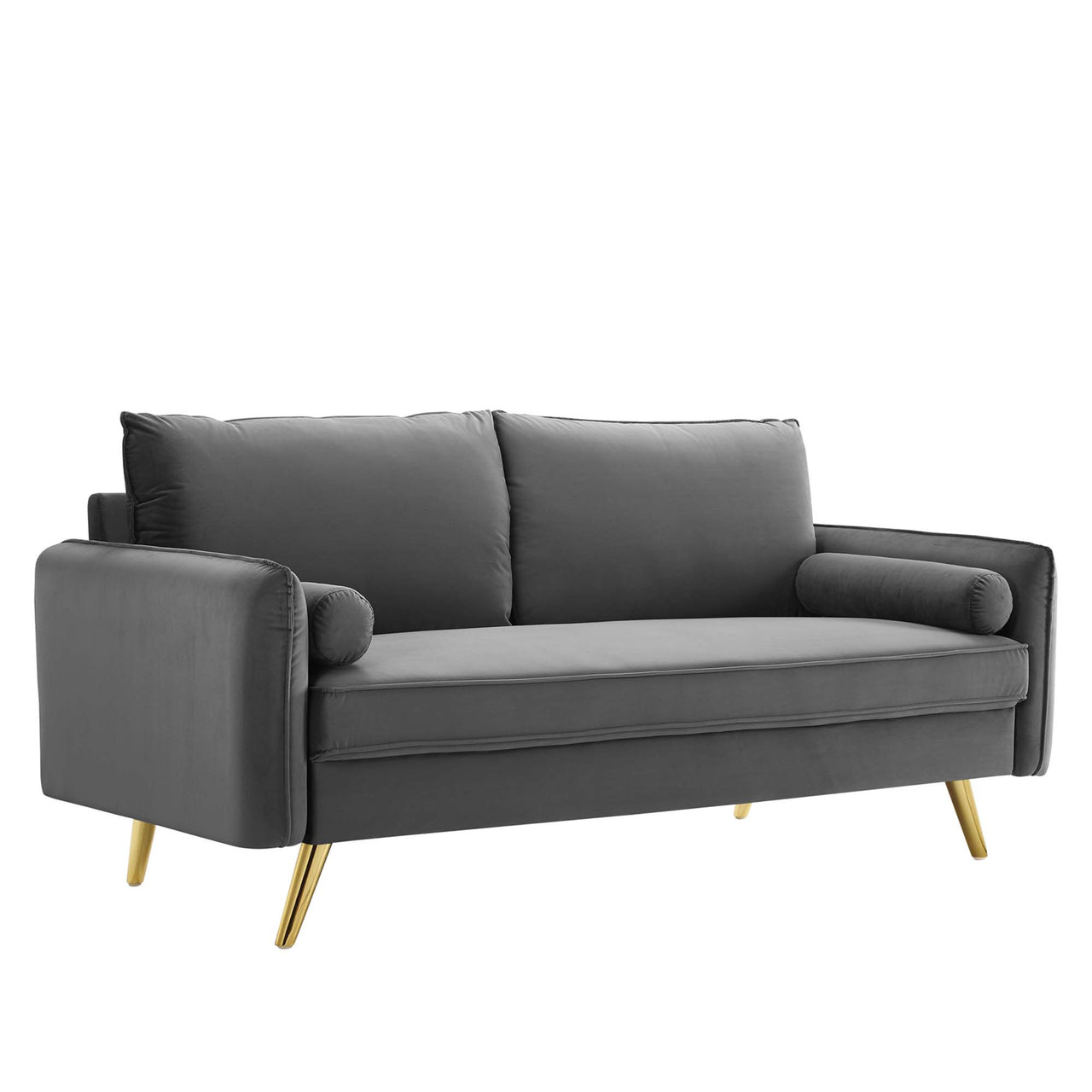Marindi Plush Velvet Sofa, Gray
