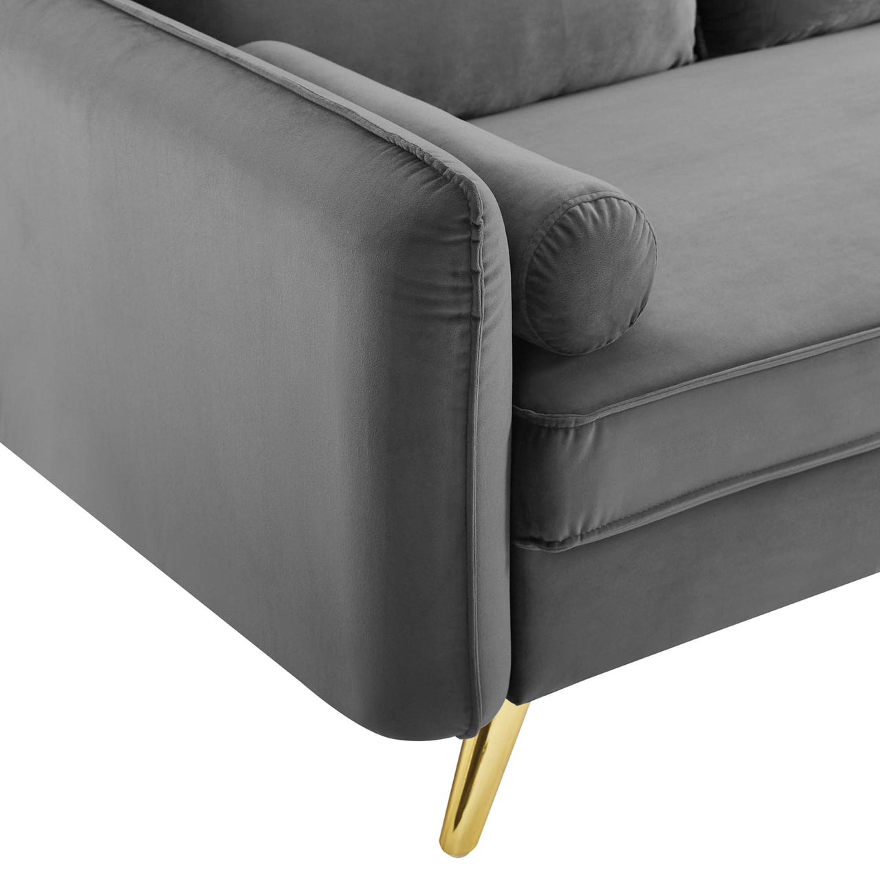 Marindi Plush Velvet Sofa, Gray