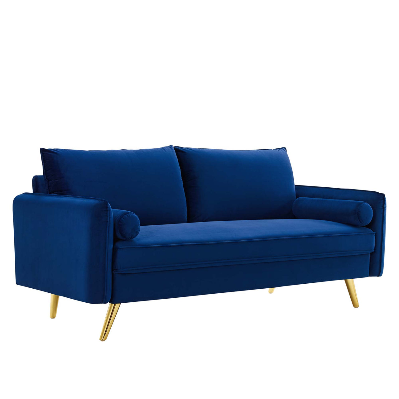 Marindi Plush Velvet Sofa, Navy