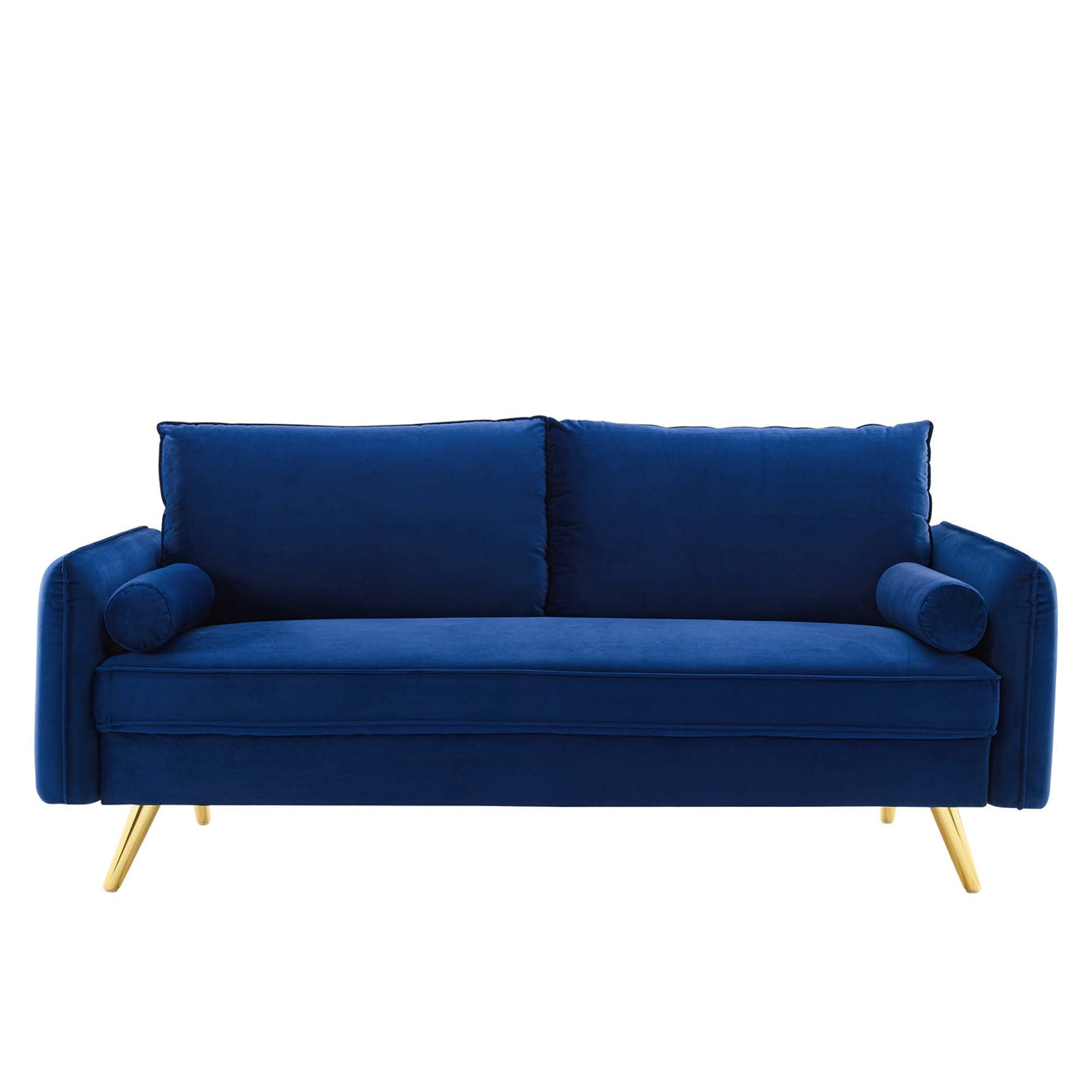 Marindi Plush Velvet Sofa, Navy