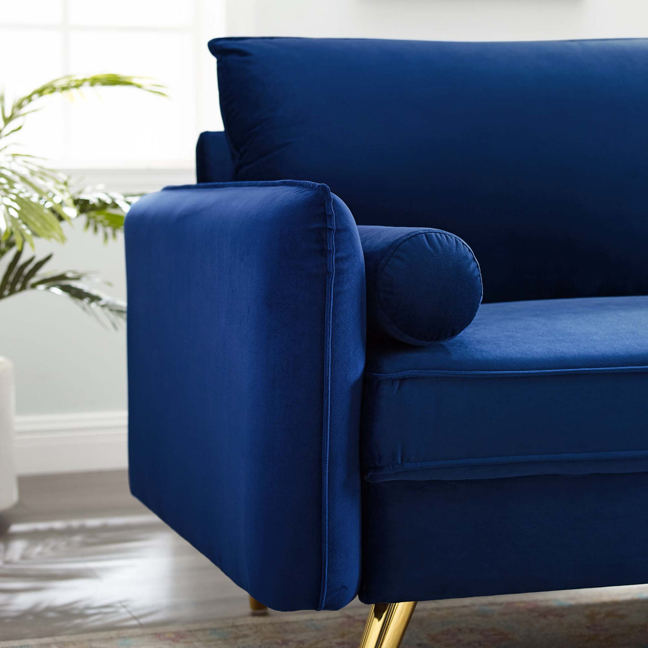 Marindi Plush Velvet Sofa, Navy