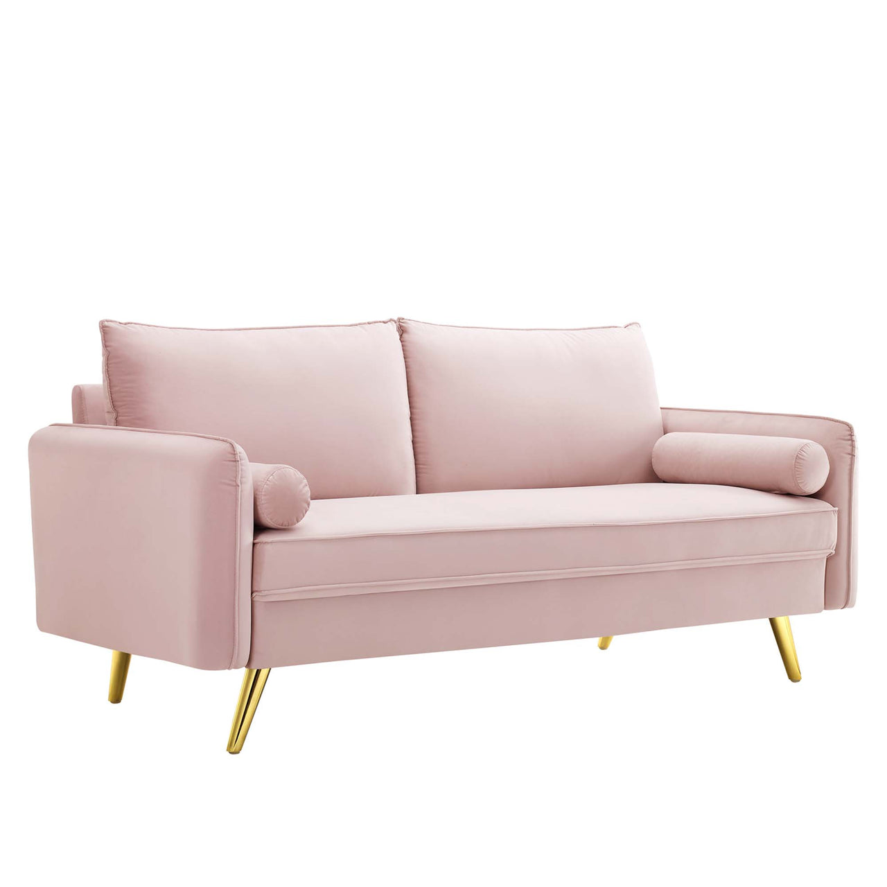 Marindi Plush Velvet Sofa, Pink